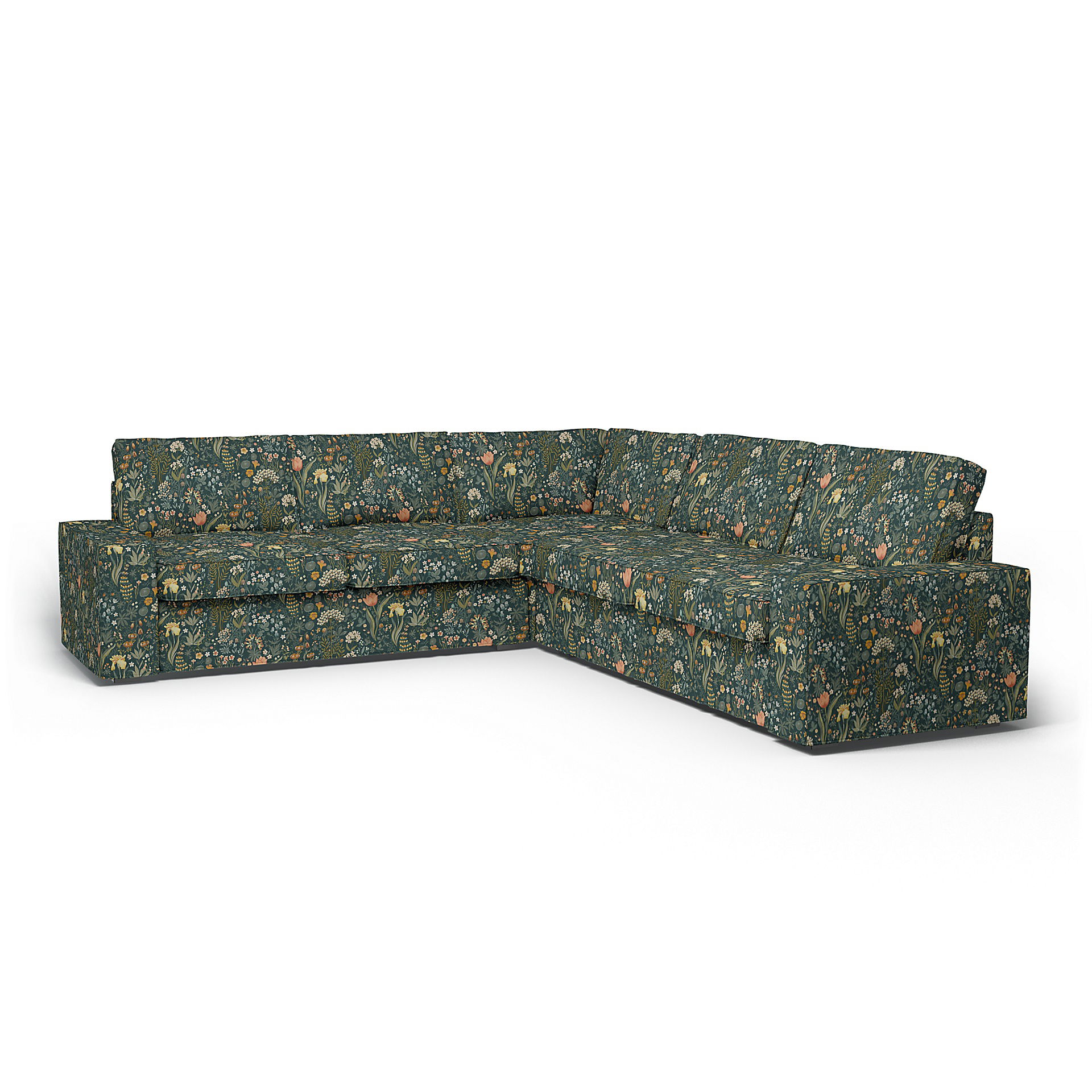 IKEA - Överdrag till Kivik hörnsoffa (2+2), Blomsterhav Dark, BEMZ x BORÅSTAPETER COLLECTION - Bemz