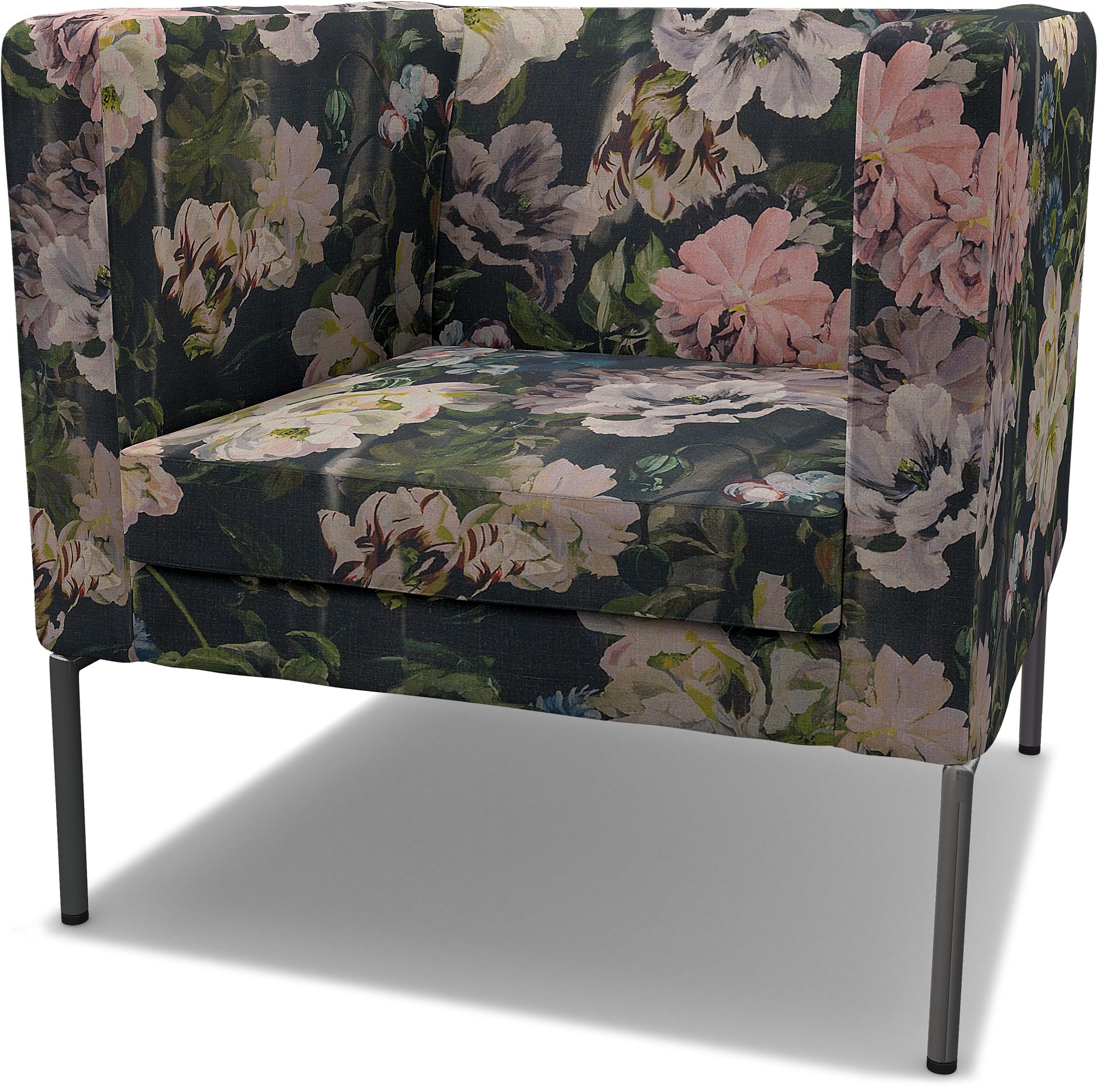 IKEA - Klappsta Armchair Cover, Delft Flower - Graphite, Linen - Bemz