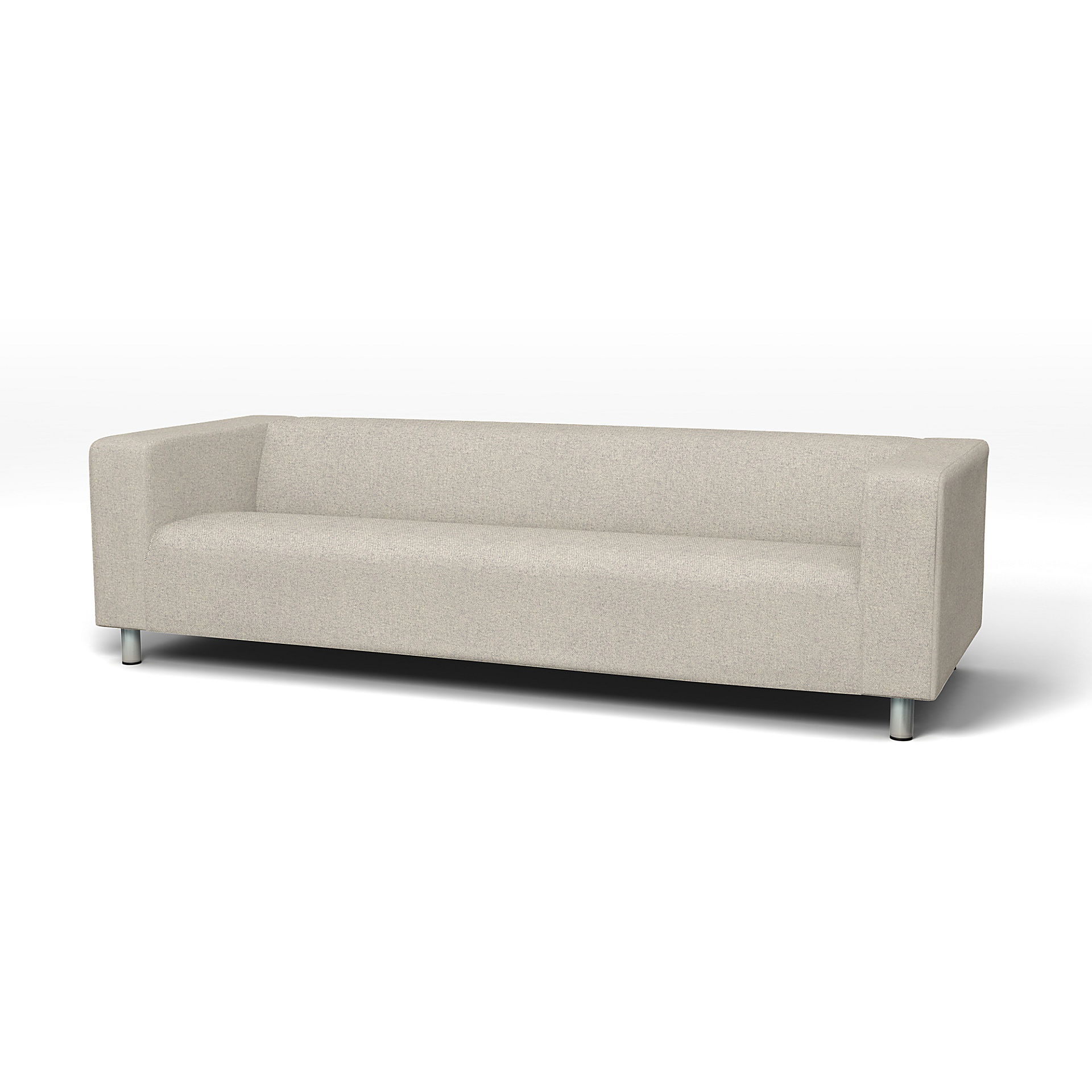 IKEA - Klippan 4 Seater Sofa Cover, Silver Grey, Cotton - Bemz