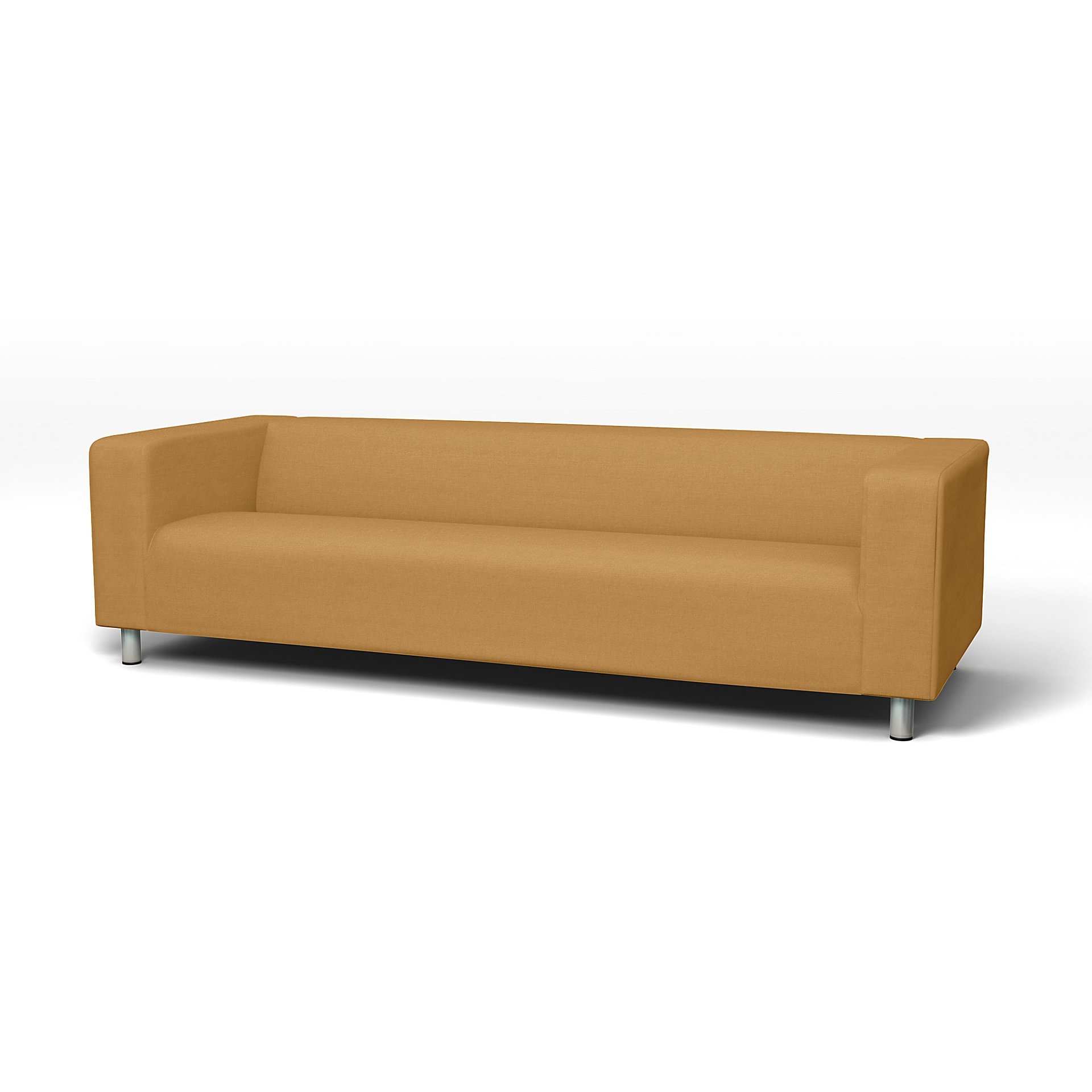 IKEA - Klippan 4 Seater Sofa Cover, Mustard, Linen - Bemz