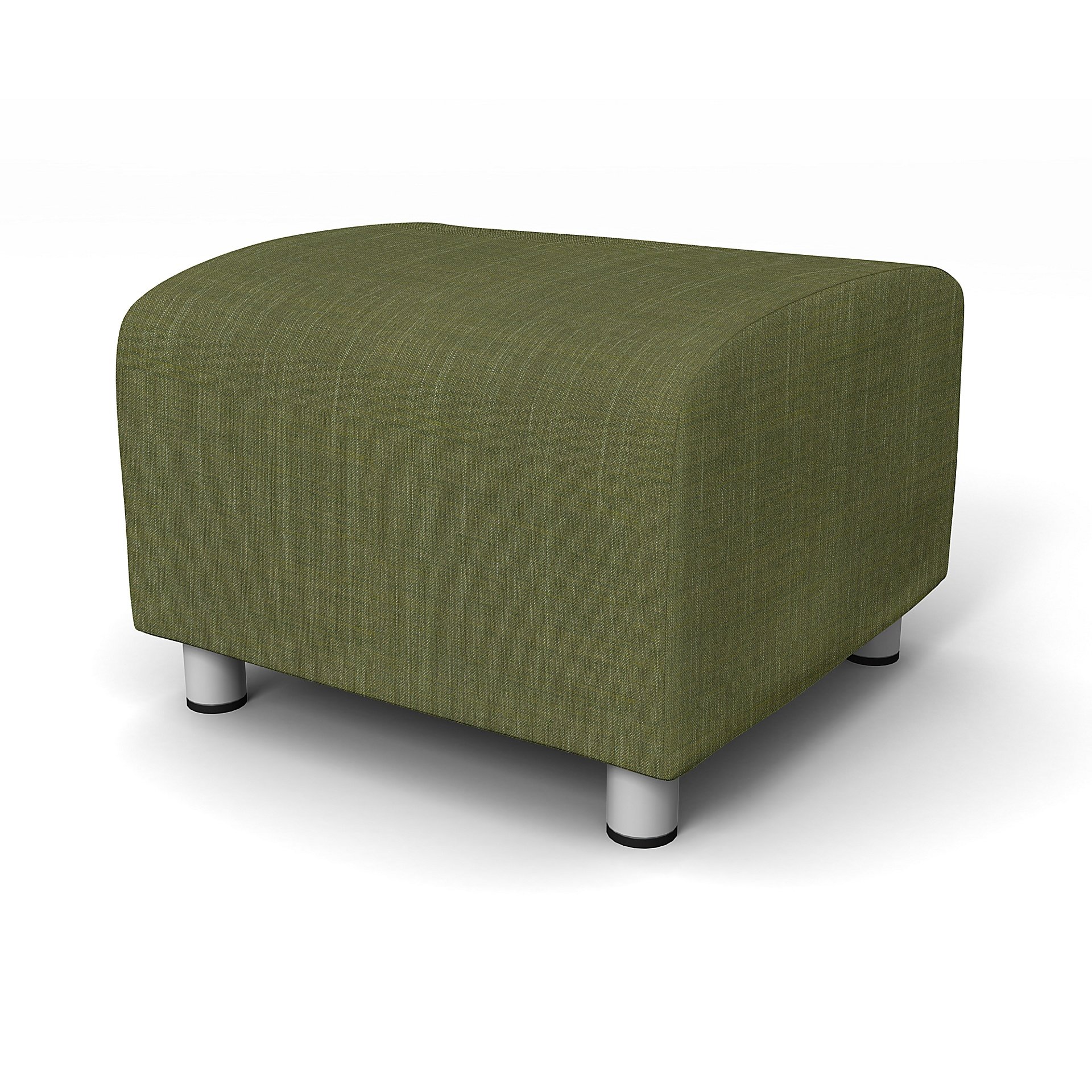 IKEA - Klippan Footstool Cover, Moss Green, Boucle & Texture - Bemz