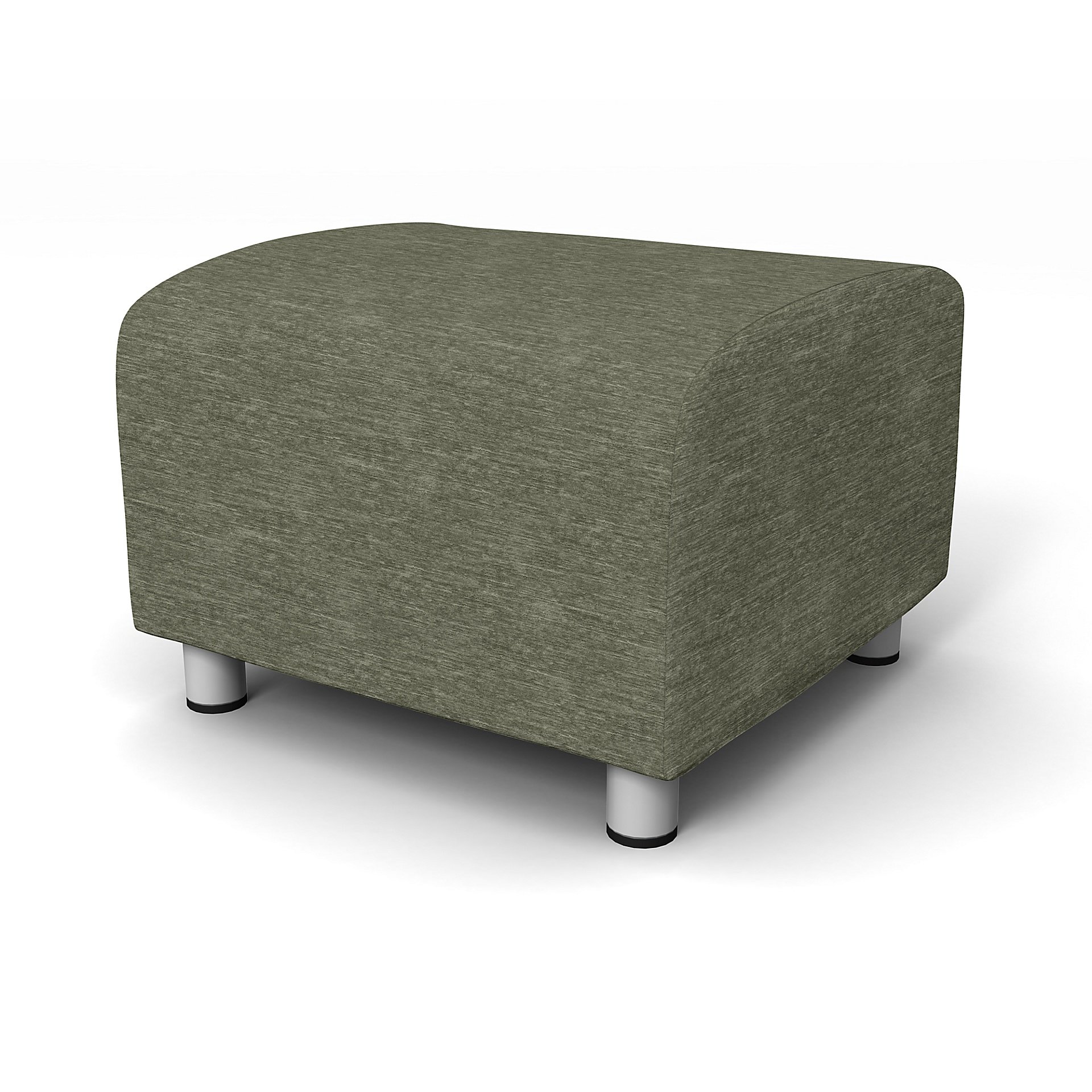 IKEA - Klippan Footstool Cover, Green Grey, Velvet - Bemz