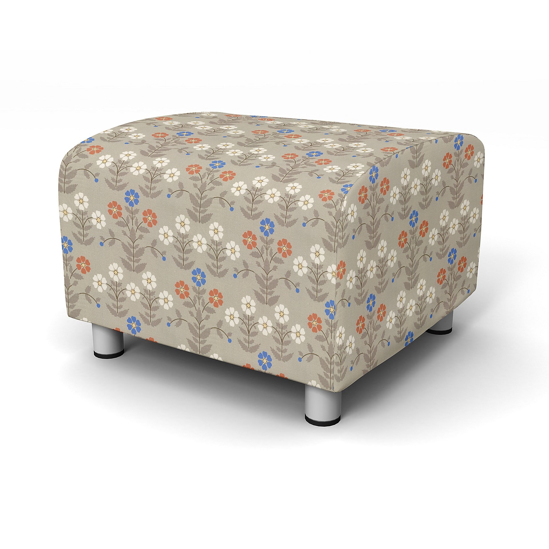 IKEA - Klippan Footstool Cover, Sippor Blue/Orange, BEMZ x BORASTAPETER COLLECTION - Bemz