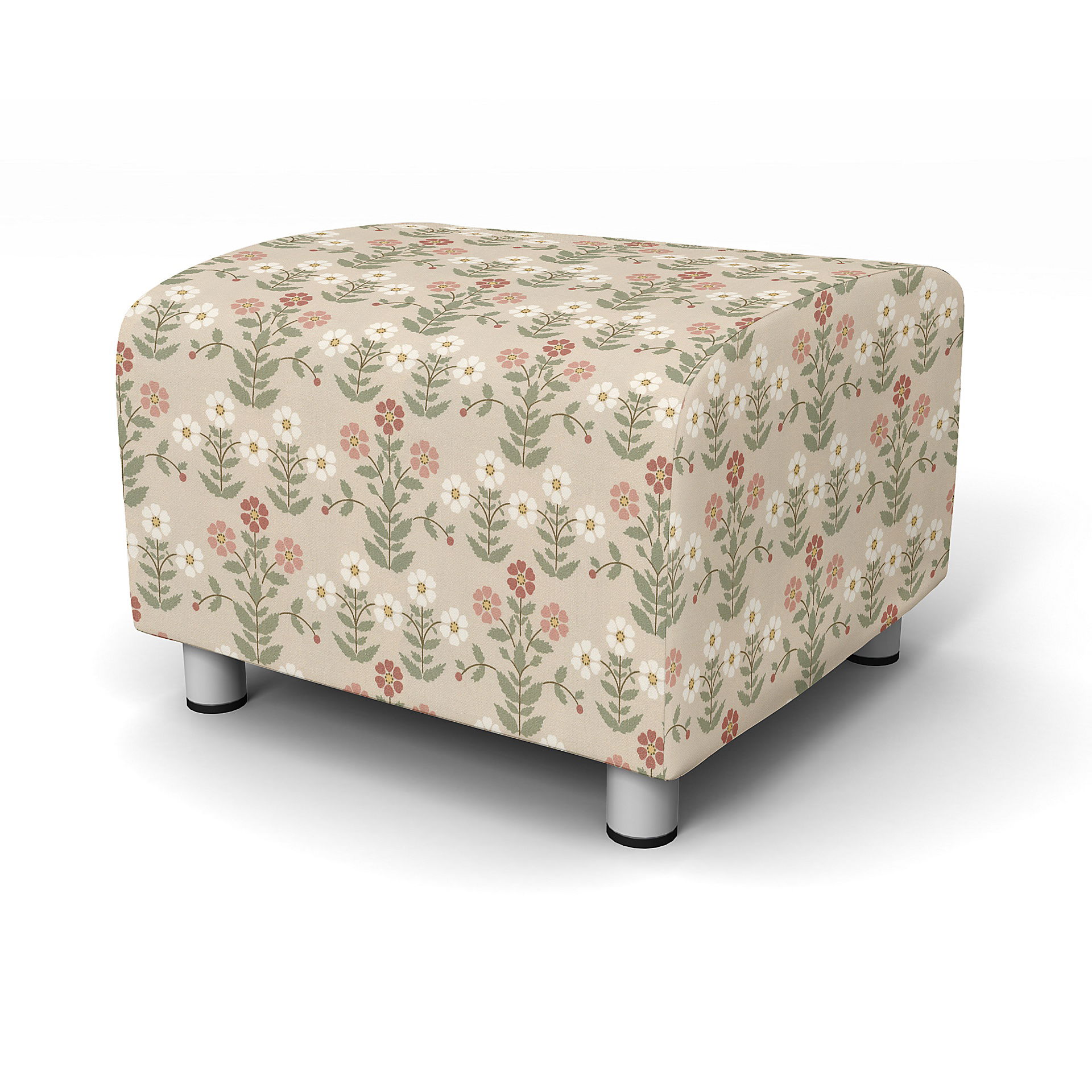 IKEA - Klippan Footstool Cover, Pink Sippor, BEMZ x BORÅSTAPETER COLLECTION - Bemz