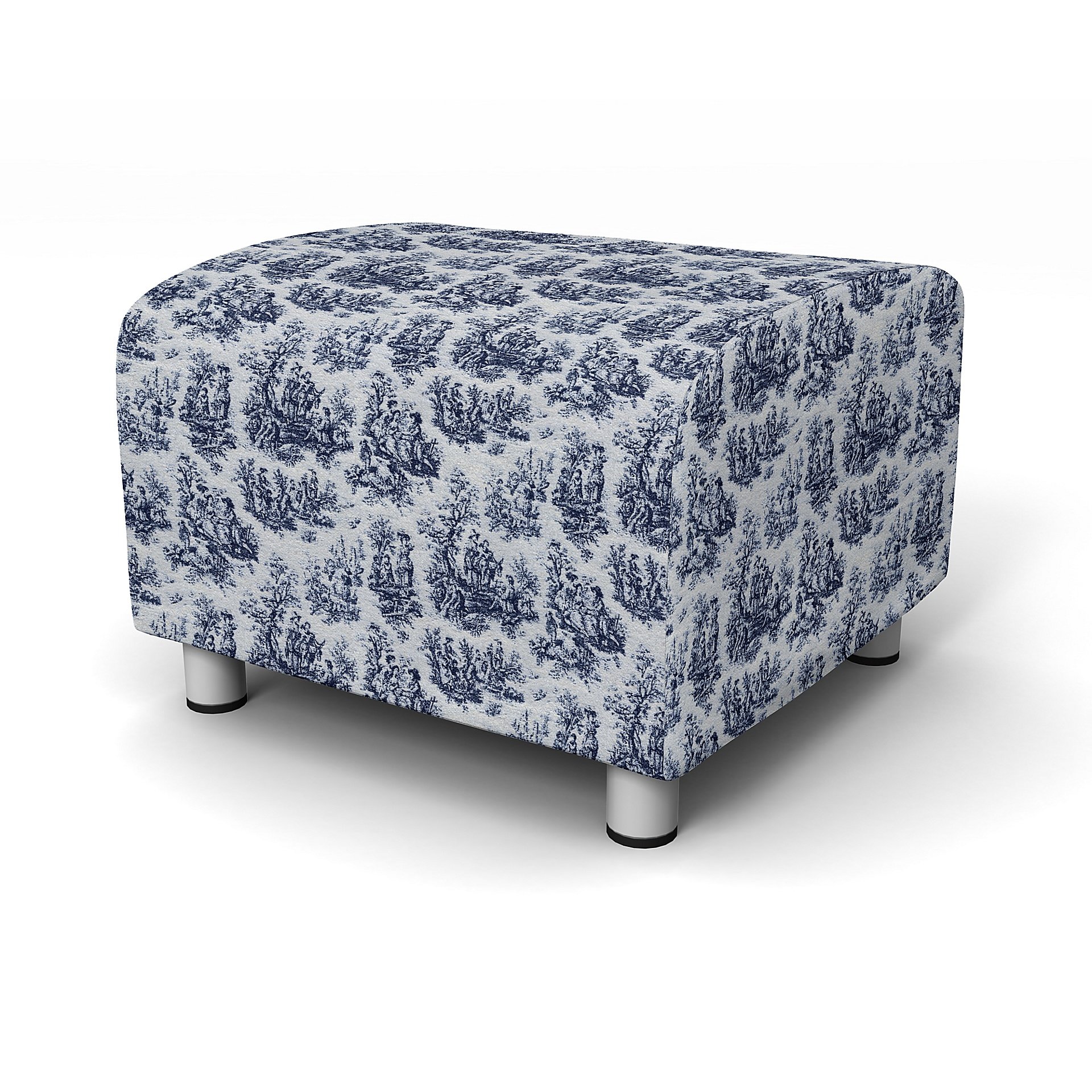 IKEA - Klippan Footstool Cover, Dark Blue, Boucle & Texture - Bemz