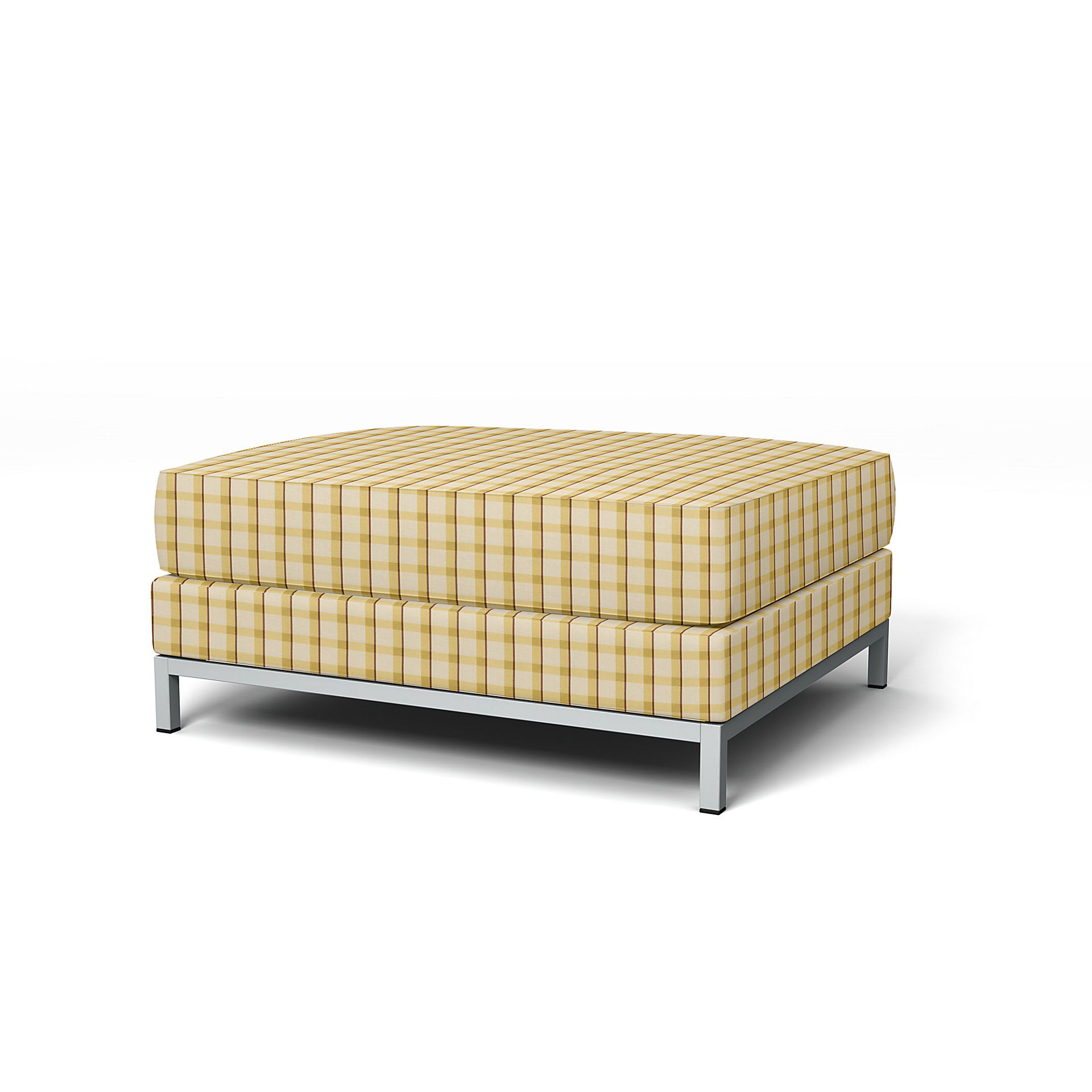 IKEA - Trekk til Kramfors fotskammel, Picnic Check Sun Yellow, Lin - Bemz