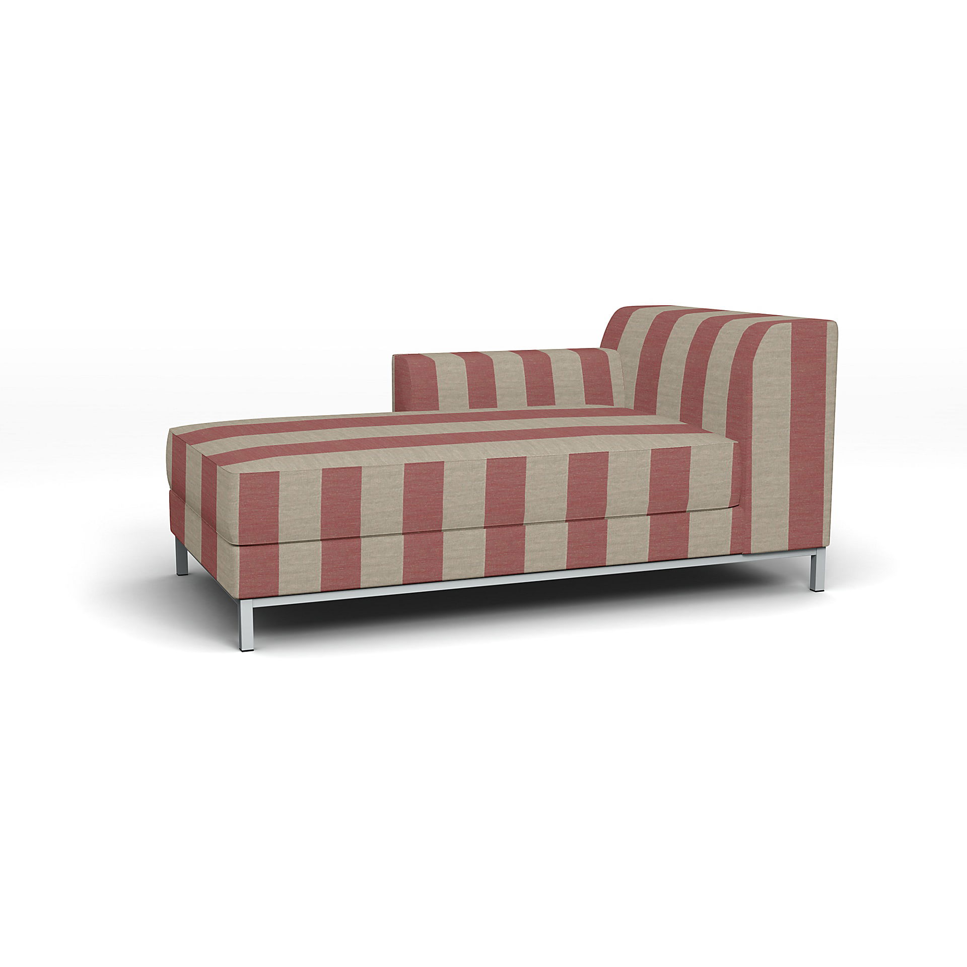 IKEA - Kramfors Chaise Longue with Left Arm Cover, Soft Red, Linen - Bemz