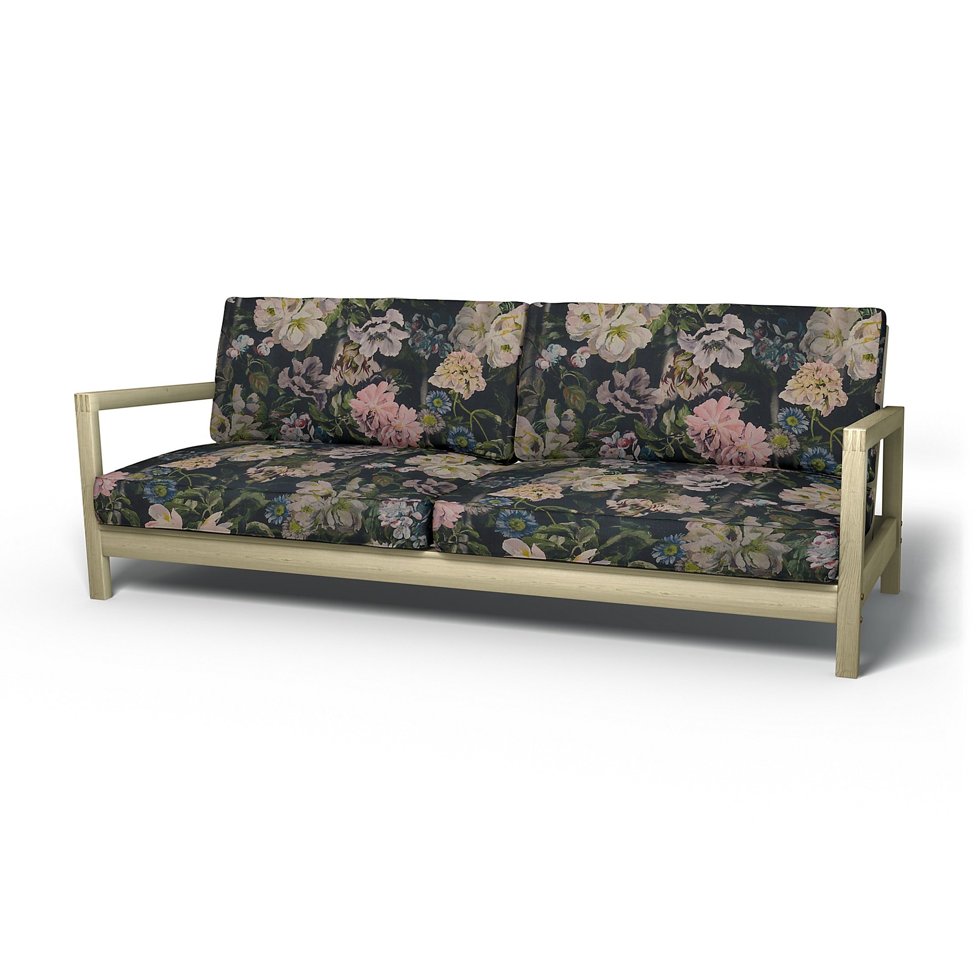 IKEA - Lillberg Sofa Bed Cover, Delft Flower - Graphite, Linen - Bemz