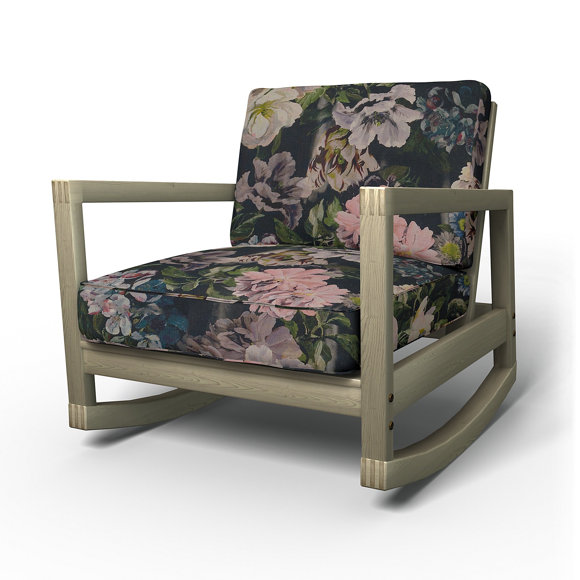 IKEA - Lillberg Rocking Chair Cover, Delft Flower - Graphite, Linen - Bemz
