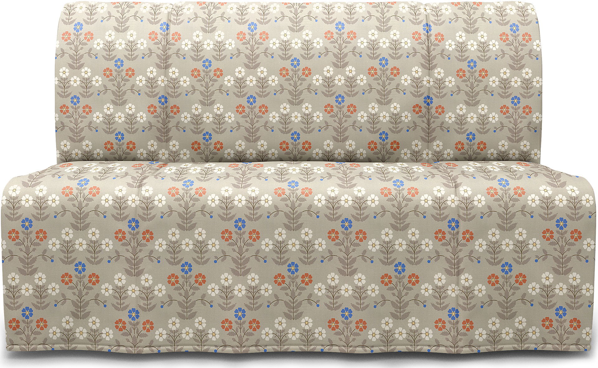 IKEA - Lycksele 2 Seater Bedsofa, Sippor Blue/Orange, BEMZ x BORÅSTAPETER COLLECTION - Bemz