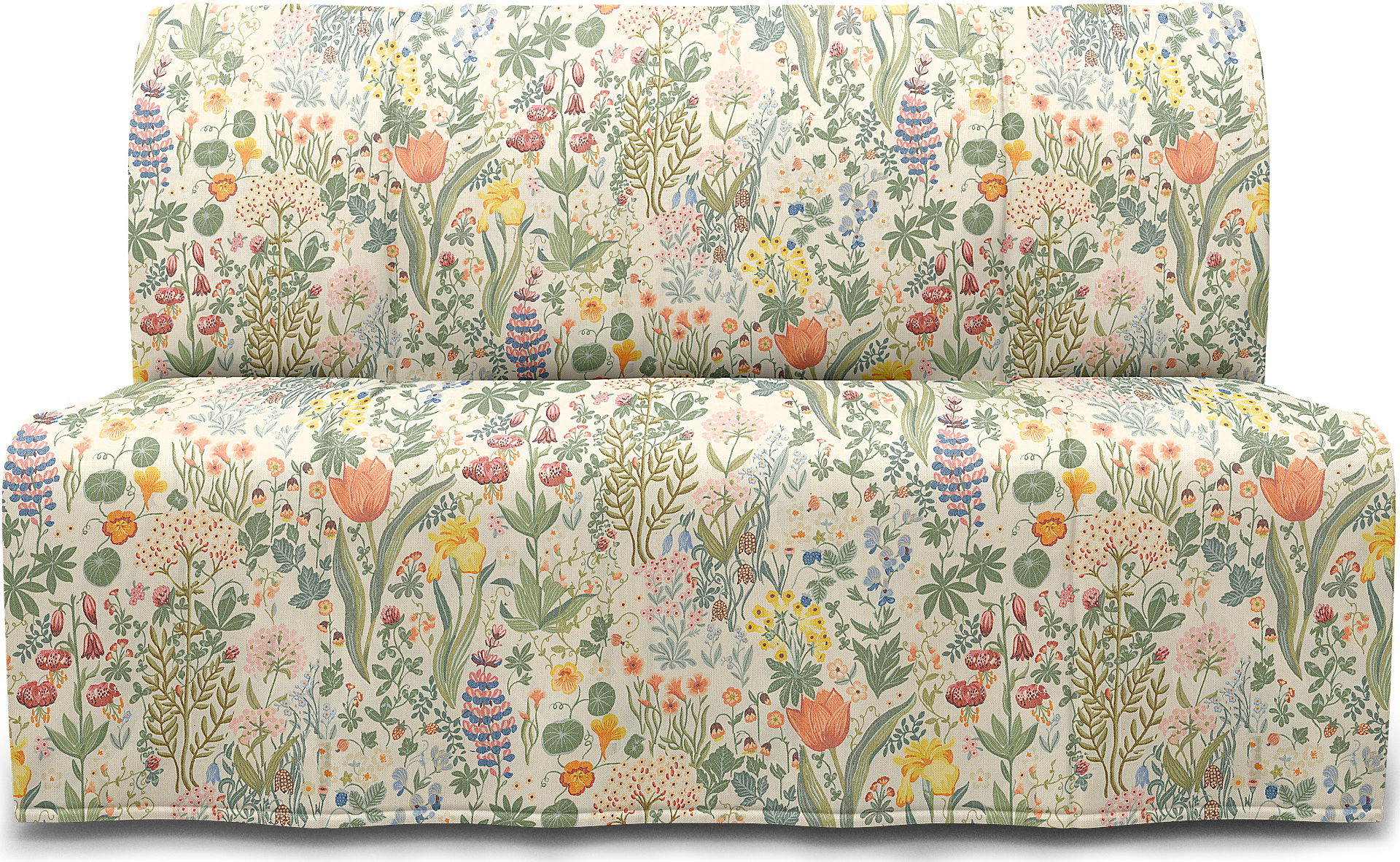 IKEA - Lycksele 2 Seater Bedsofa, Blomsterhav Light, BEMZ x BORÅSTAPETER COLLECTION - Bemz