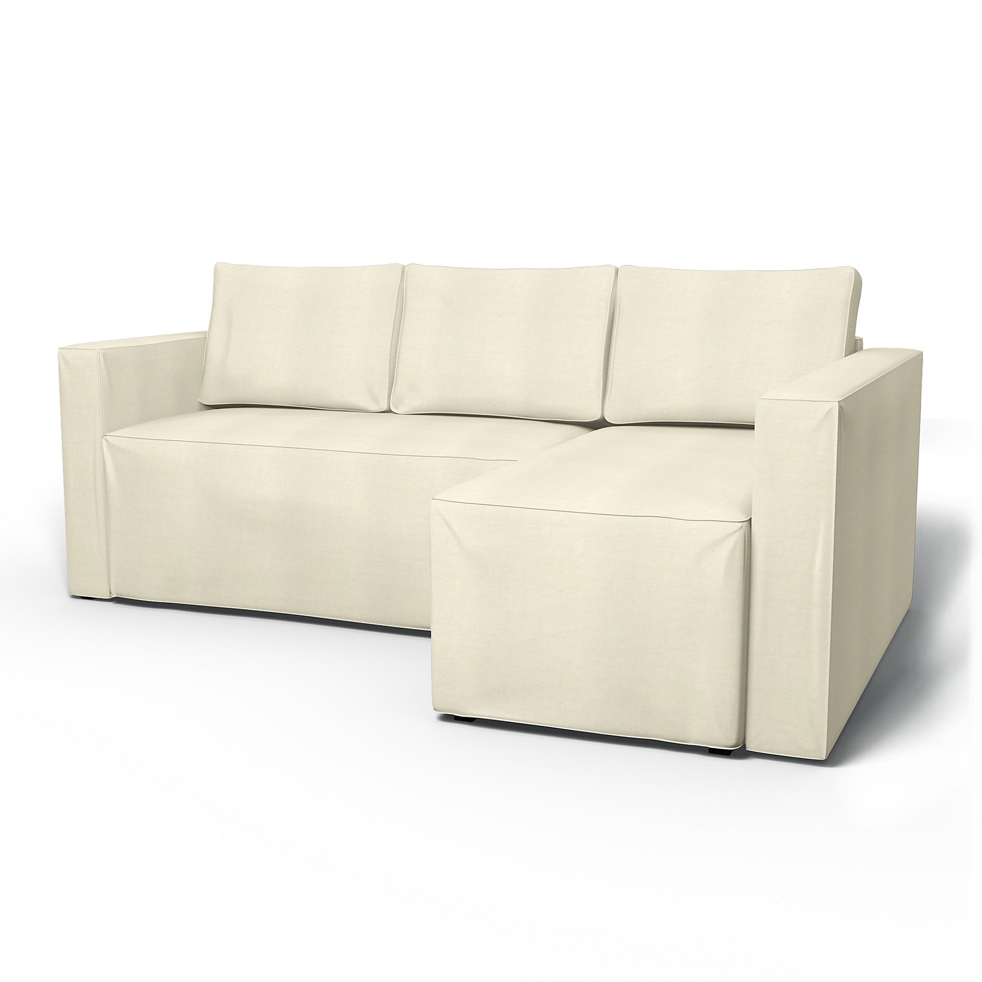 IKEA - Månstad Sofa Bed with Right Chaise Cover, White, Linen - Bemz