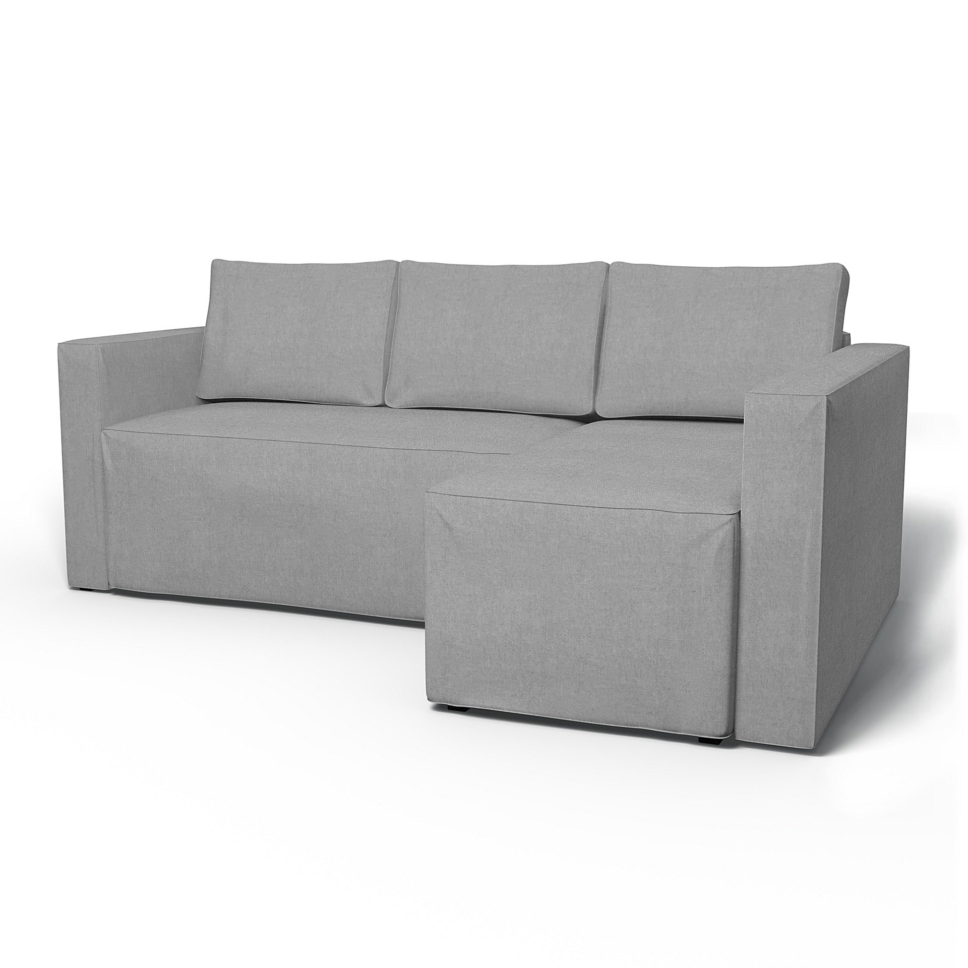 IKEA - Manstad Sofa Bed with Right Chaise Cover, Graphite, Linen - Bemz
