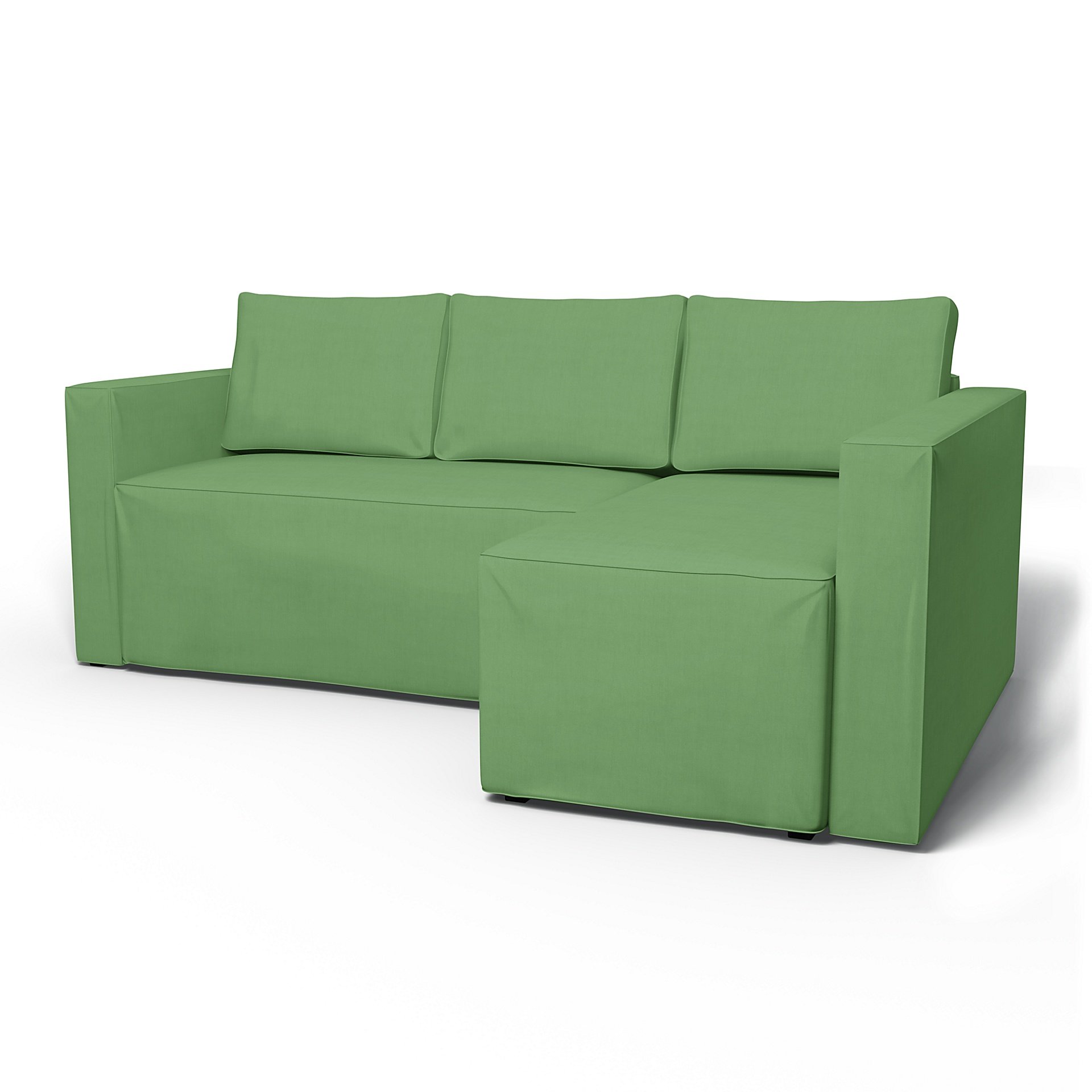 IKEA - Manstad Sofa Bed with Right Chaise Cover, Apple Green, Linen - Bemz