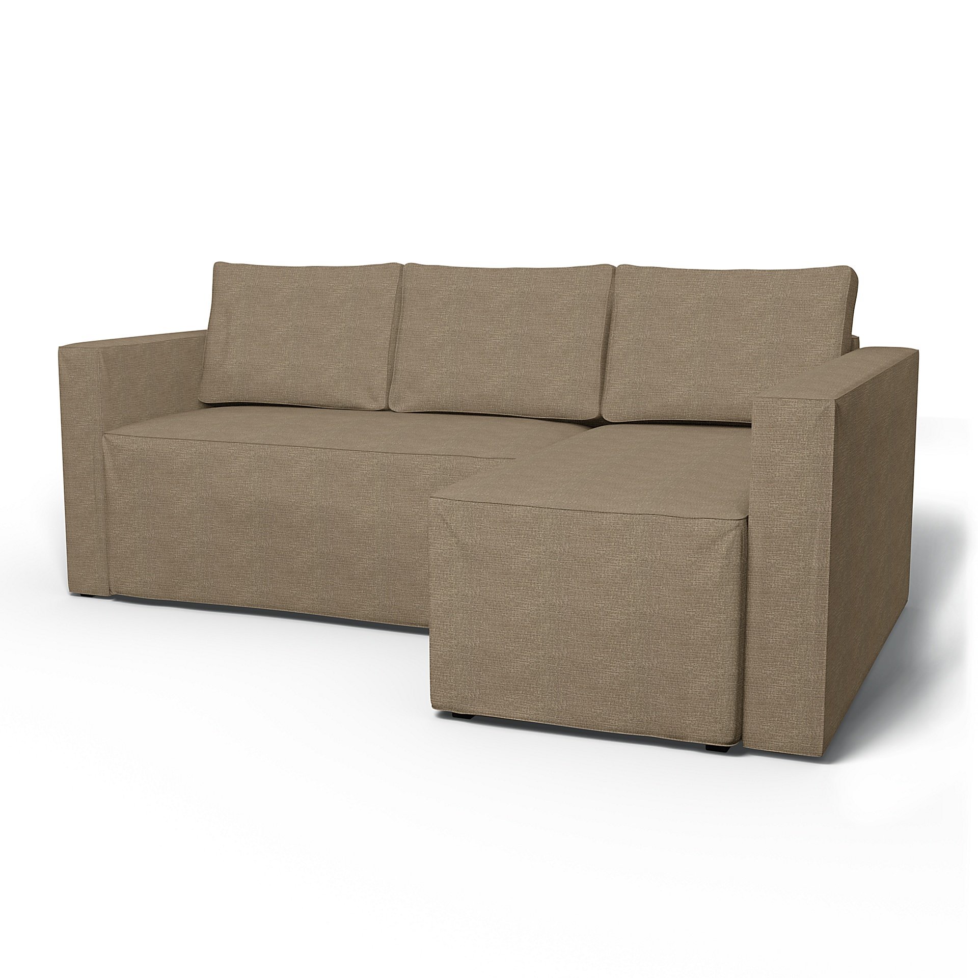IKEA - Manstad Sofa Bed with Right Chaise Cover, Camel, Boucle & Texture - Bemz