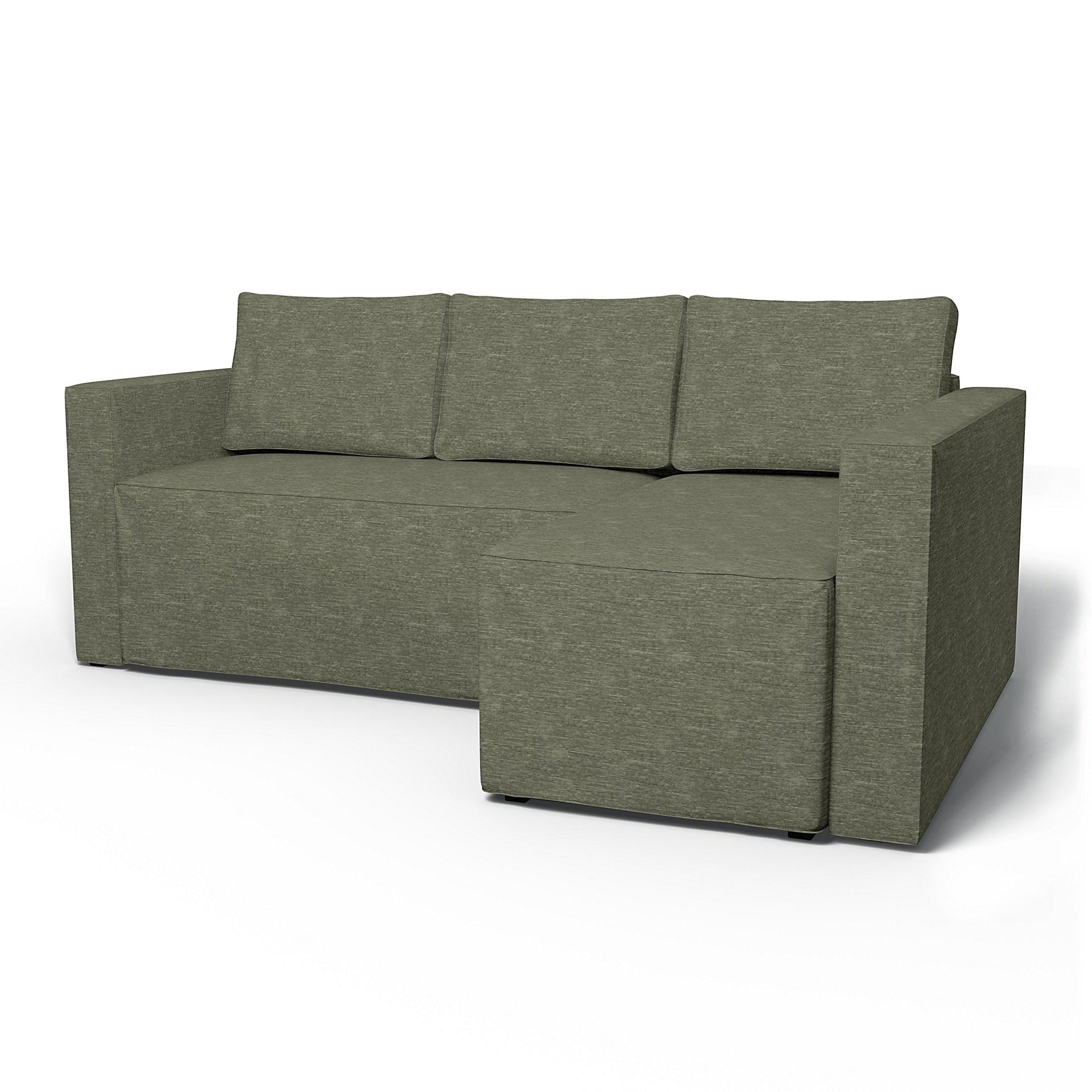 IKEA - Manstad Sofa Bed with Right Chaise Cover, Green Grey, Velvet - Bemz