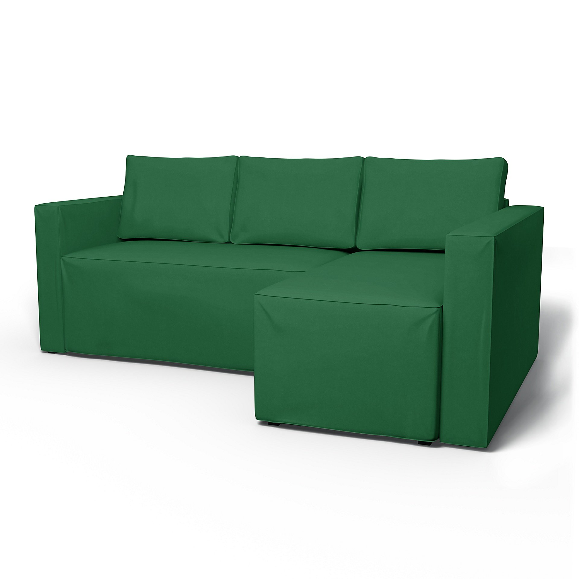 IKEA - Manstad Sofa Bed with Right Chaise Cover, Abundant Green, Velvet - Bemz