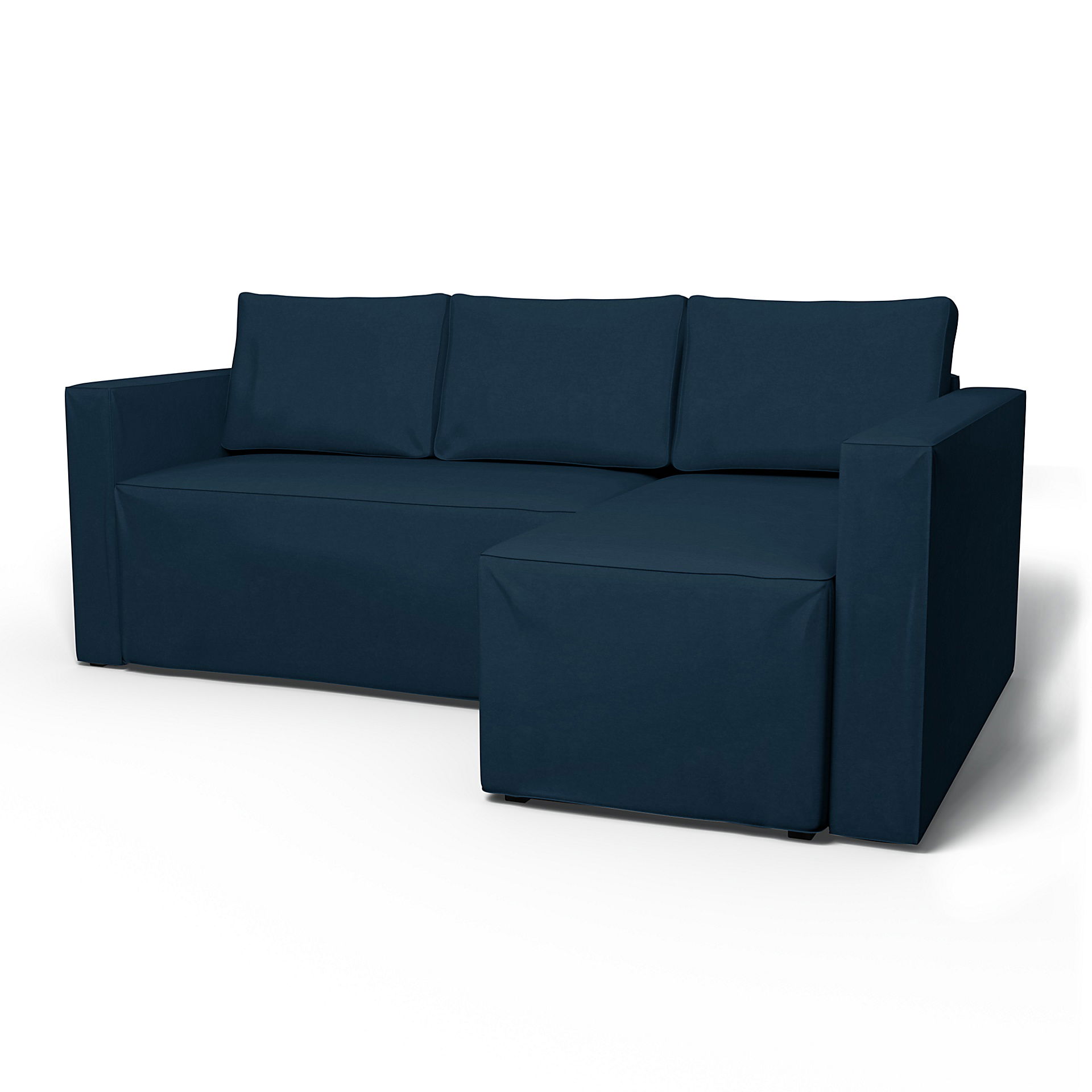 IKEA - Månstad Sofa Bed with Right Chaise Cover, Midnight, Velvet - Bemz