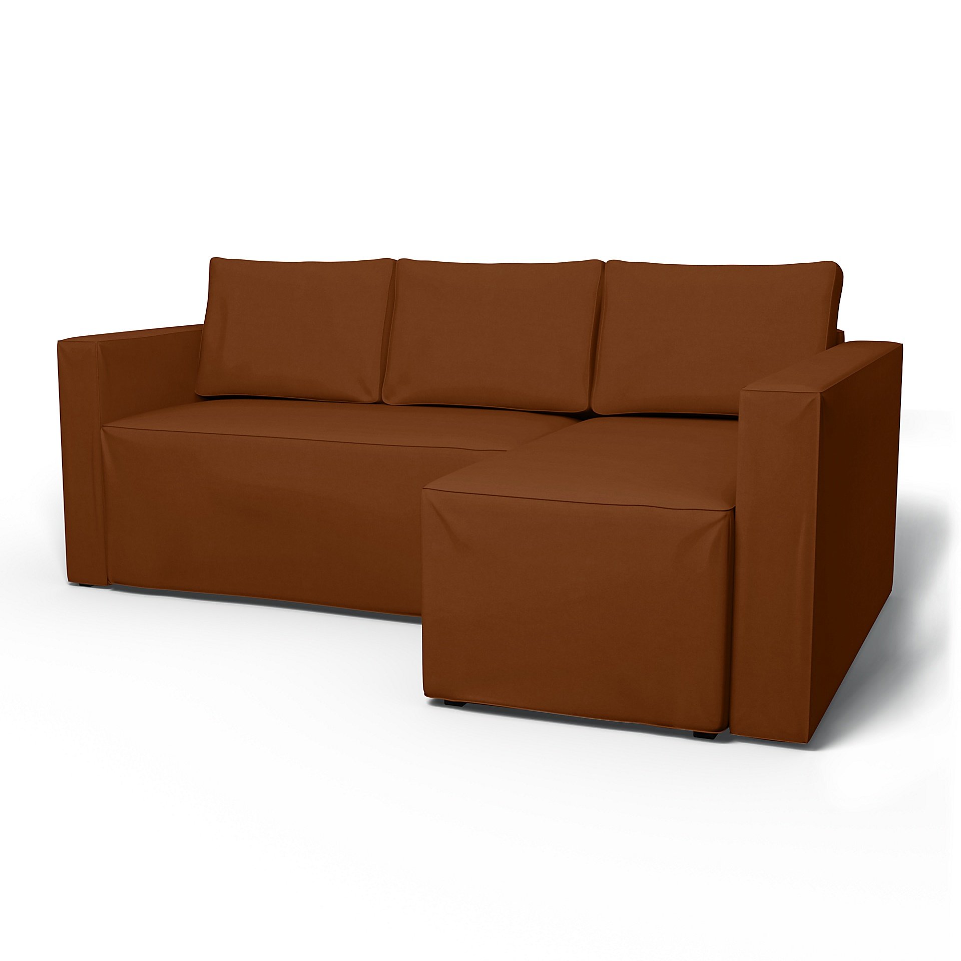 IKEA - Manstad Sofa Bed with Right Chaise Cover, Cinnamon, Velvet - Bemz
