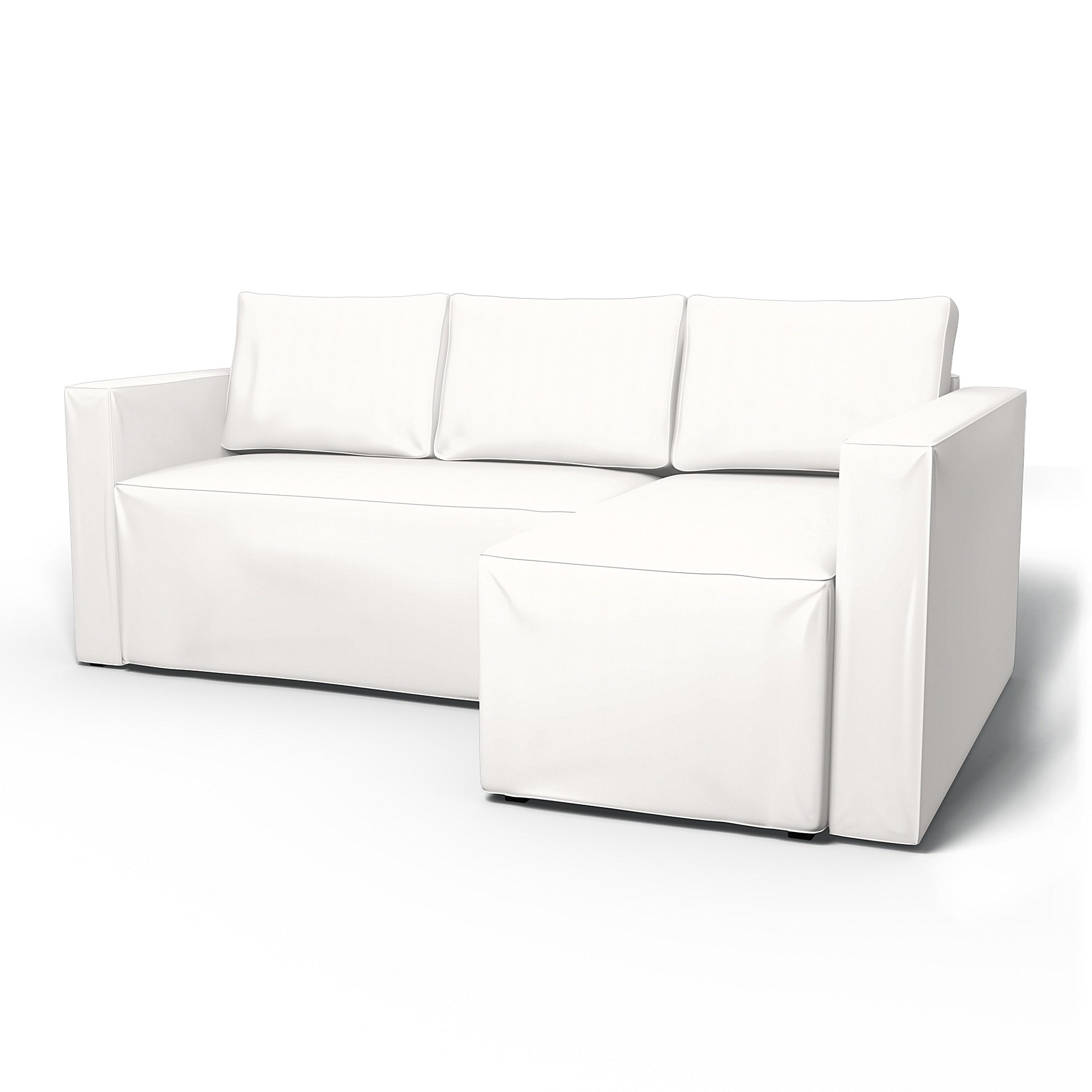 IKEA - Manstad Sofa Bed with Right Chaise Cover, Soft White, Linen - Bemz