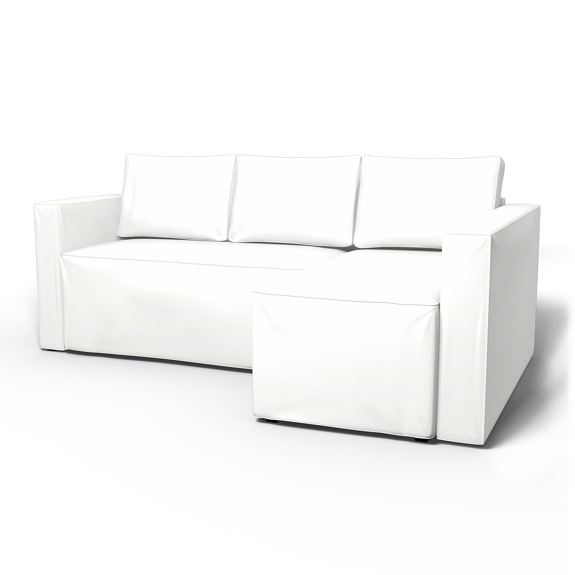 IKEA - Manstad Sofa Bed with Right Chaise Cover, Absolute White, Linen - Bemz