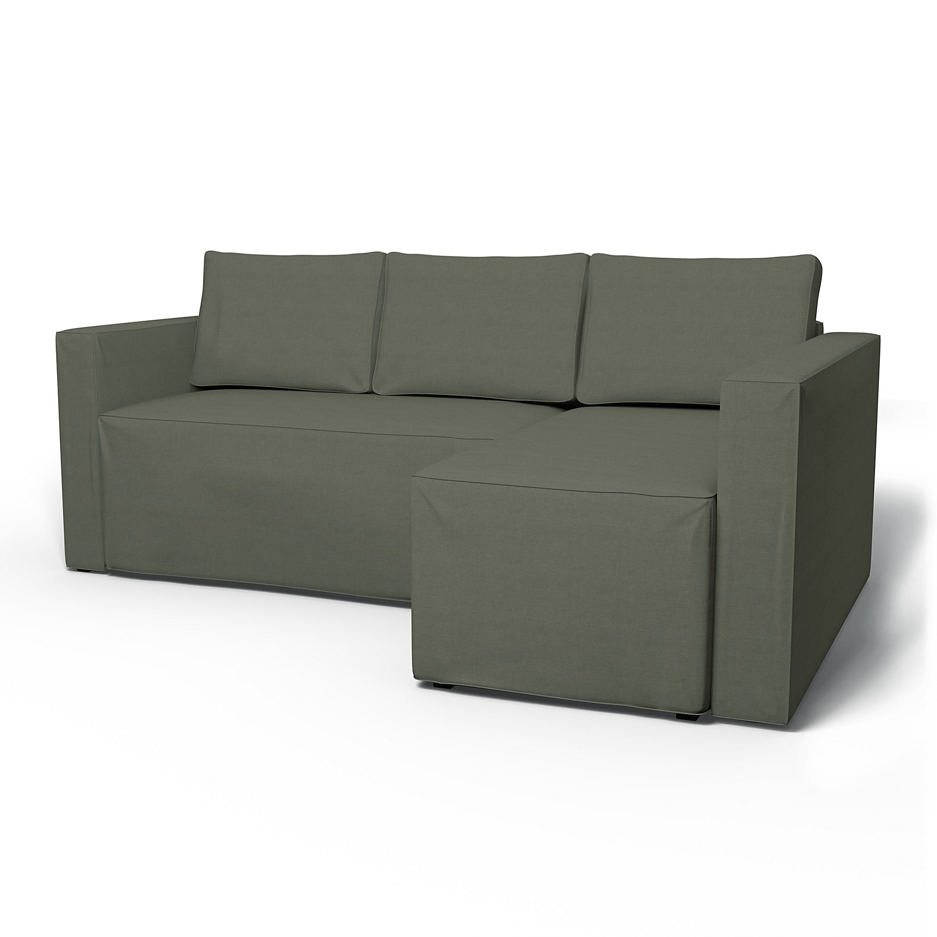 IKEA - Manstad Sofa Bed with Right Chaise Cover, Rosemary, Linen - Bemz