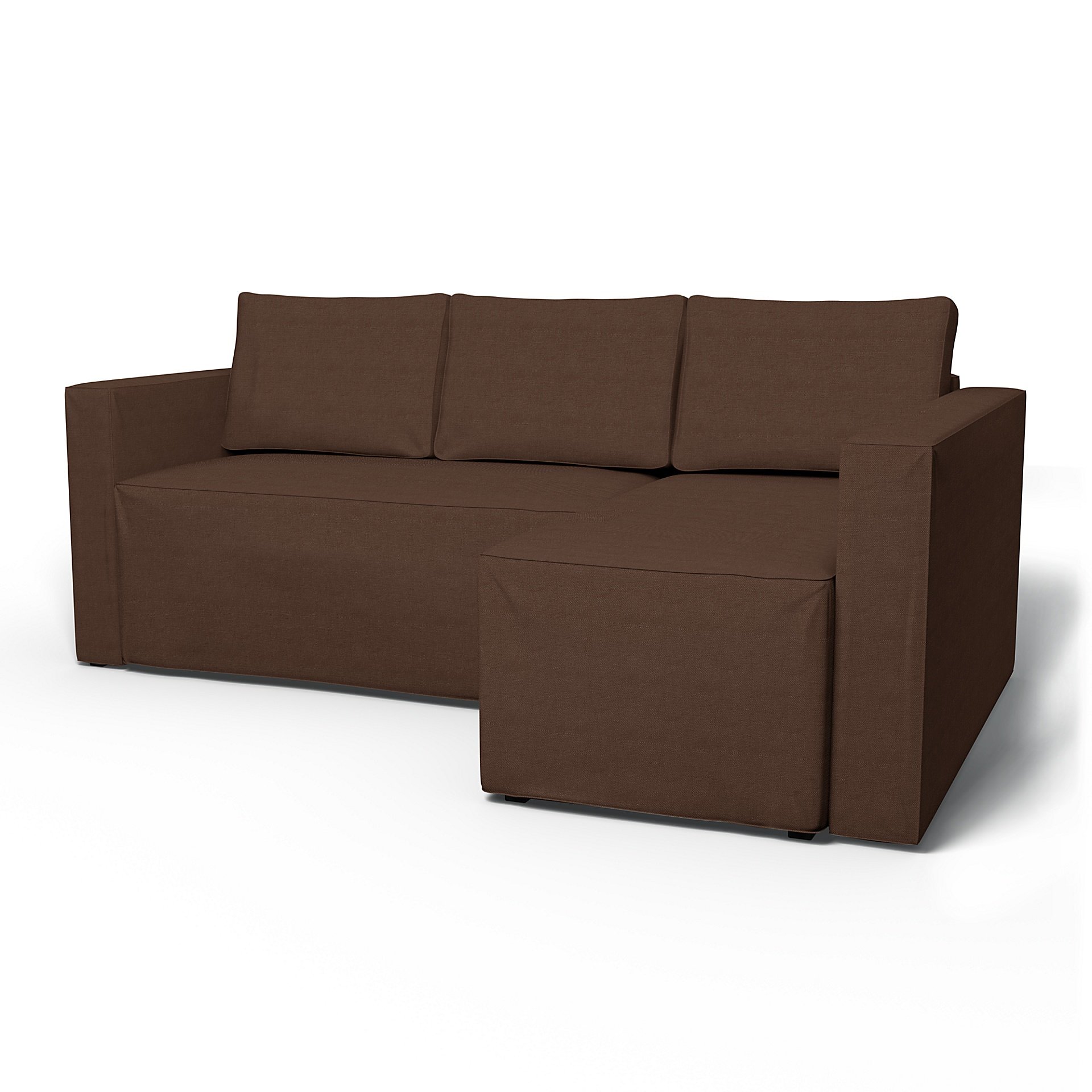 IKEA - Manstad Sofa Bed with Right Chaise Cover, Chocolate, Linen - Bemz