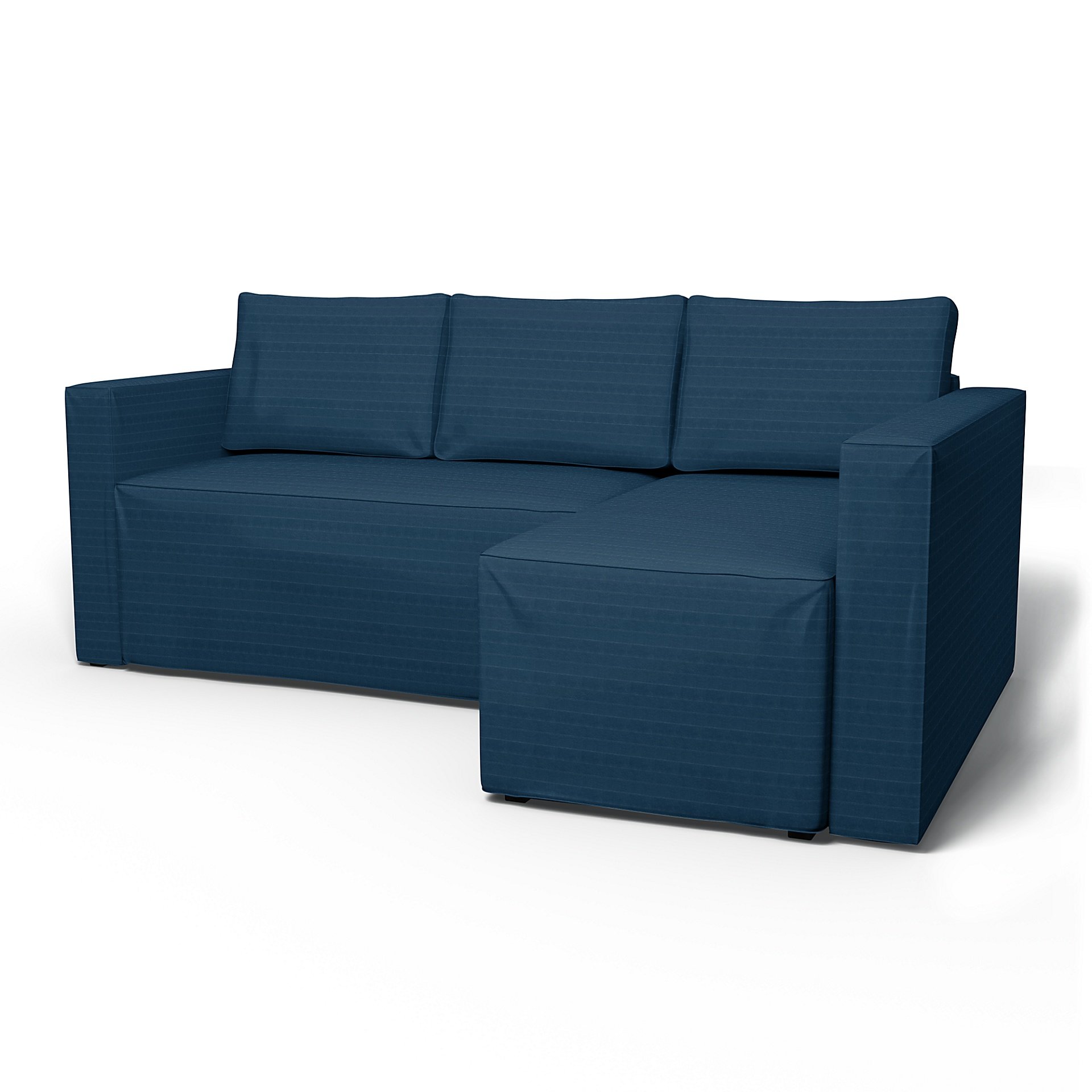 IKEA - Manstad Sofa Bed with Right Chaise Cover, Denim Blue, Velvet - Bemz