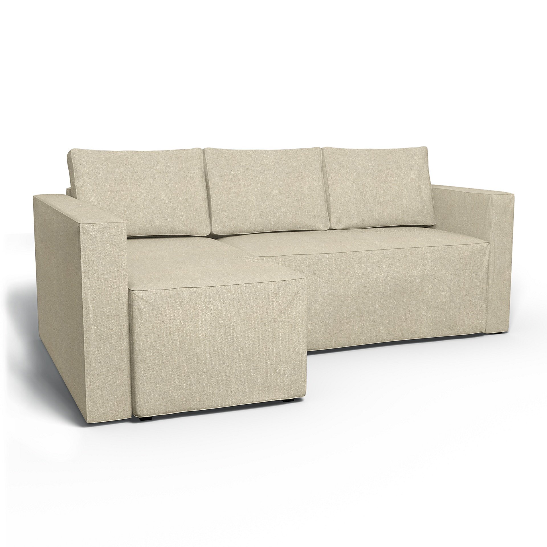 IKEA - Manstad Sofa Bed with Left Chaise Cover, Cream, Boucle & Texture - Bemz