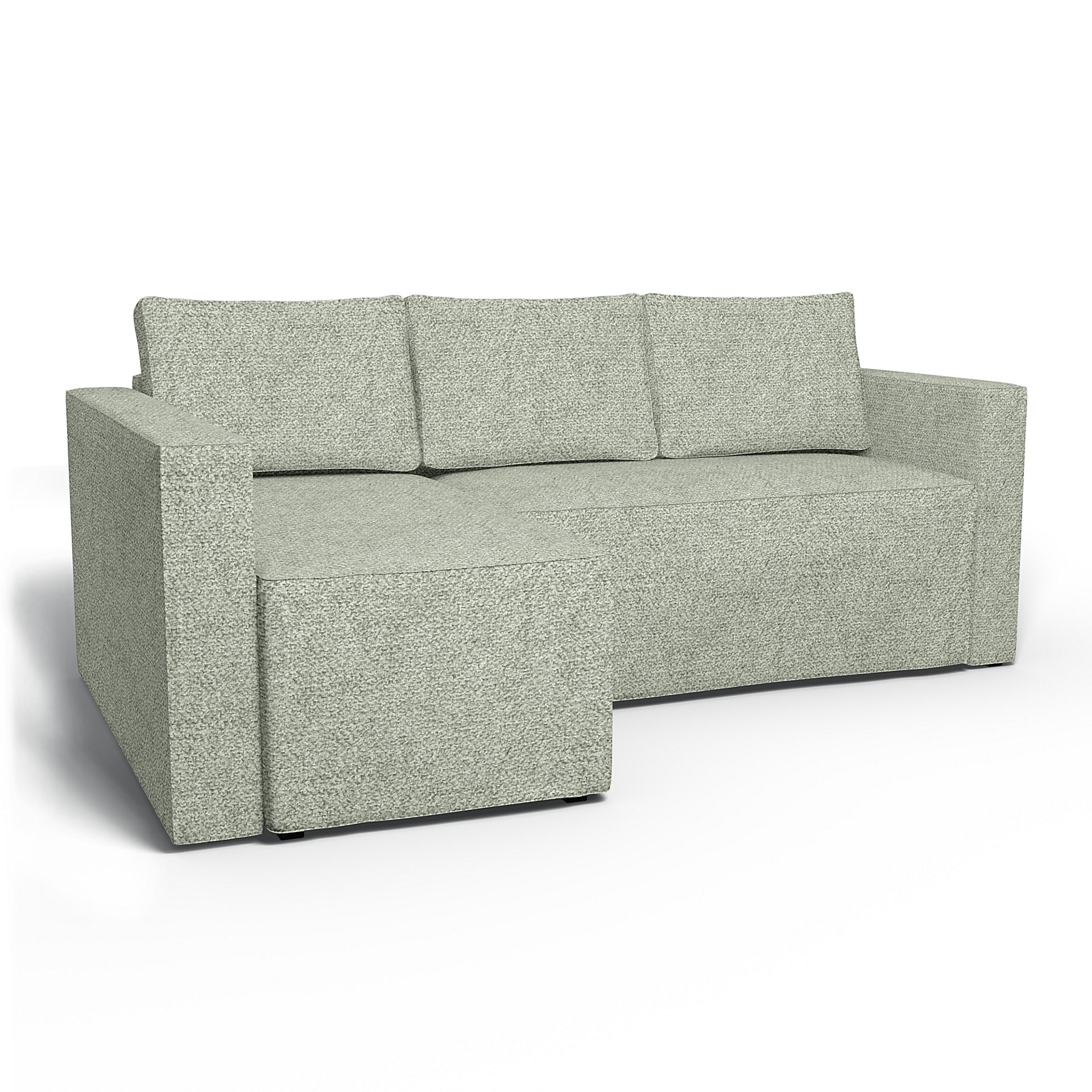 IKEA - Manstad Sofa Bed with Left Chaise Cover, Pistachio, Boucle & Texture - Bemz