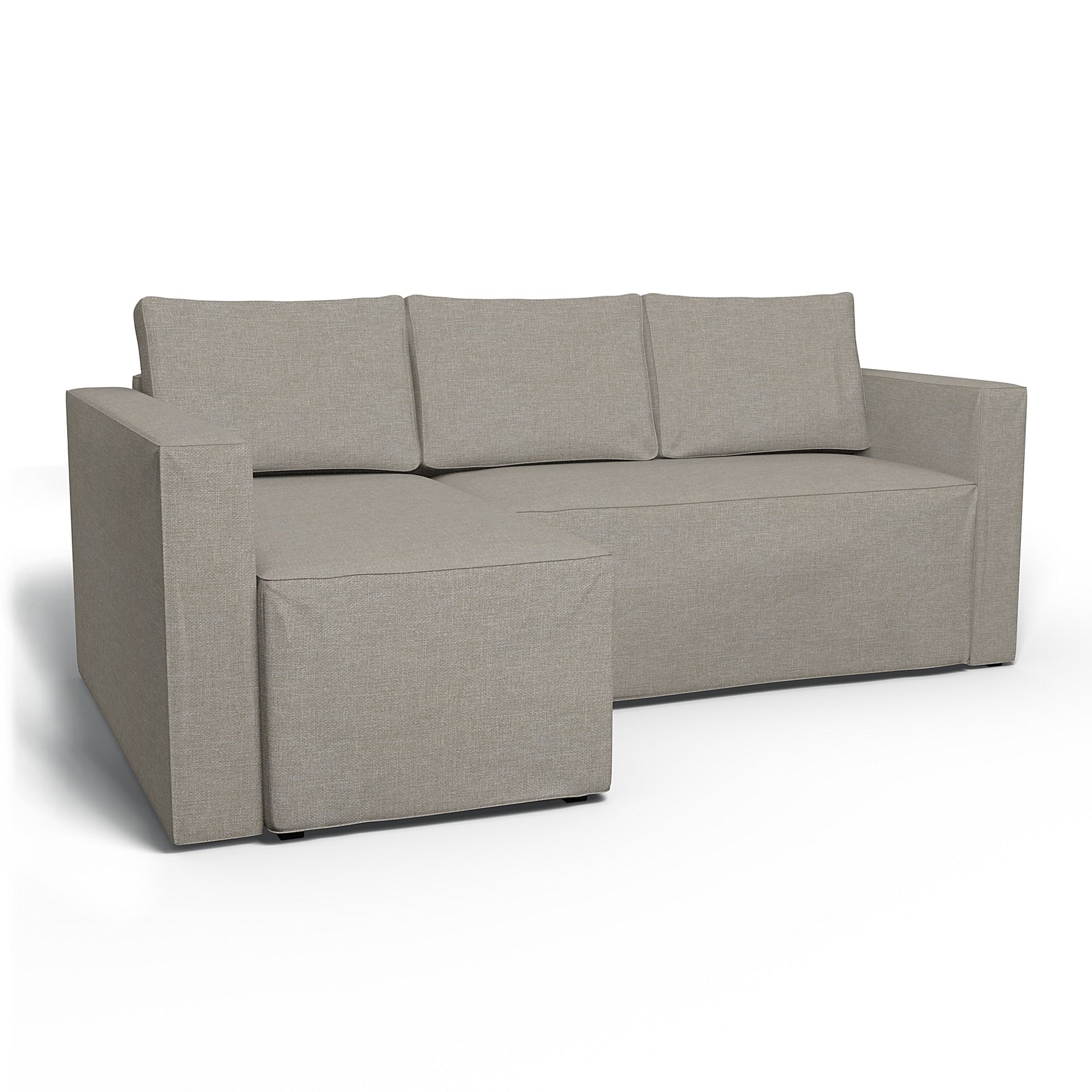 IKEA - Manstad Sofa Bed with Left Chaise Cover, Greige, Boucle & Texture - Bemz