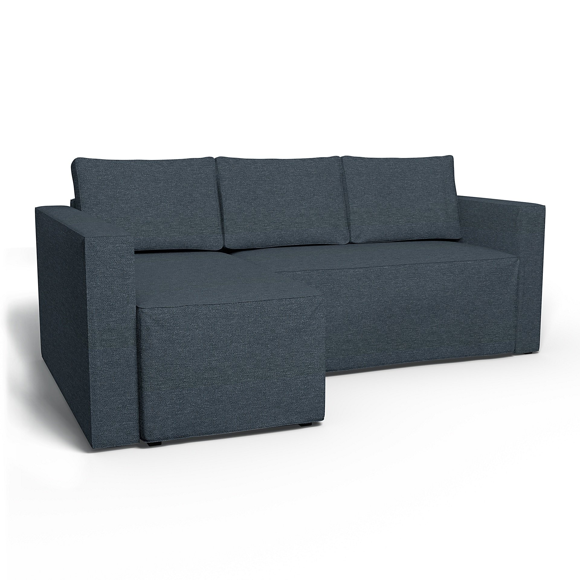 IKEA - Manstad Sofa Bed with Left Chaise Cover, Denim, Boucle & Texture - Bemz