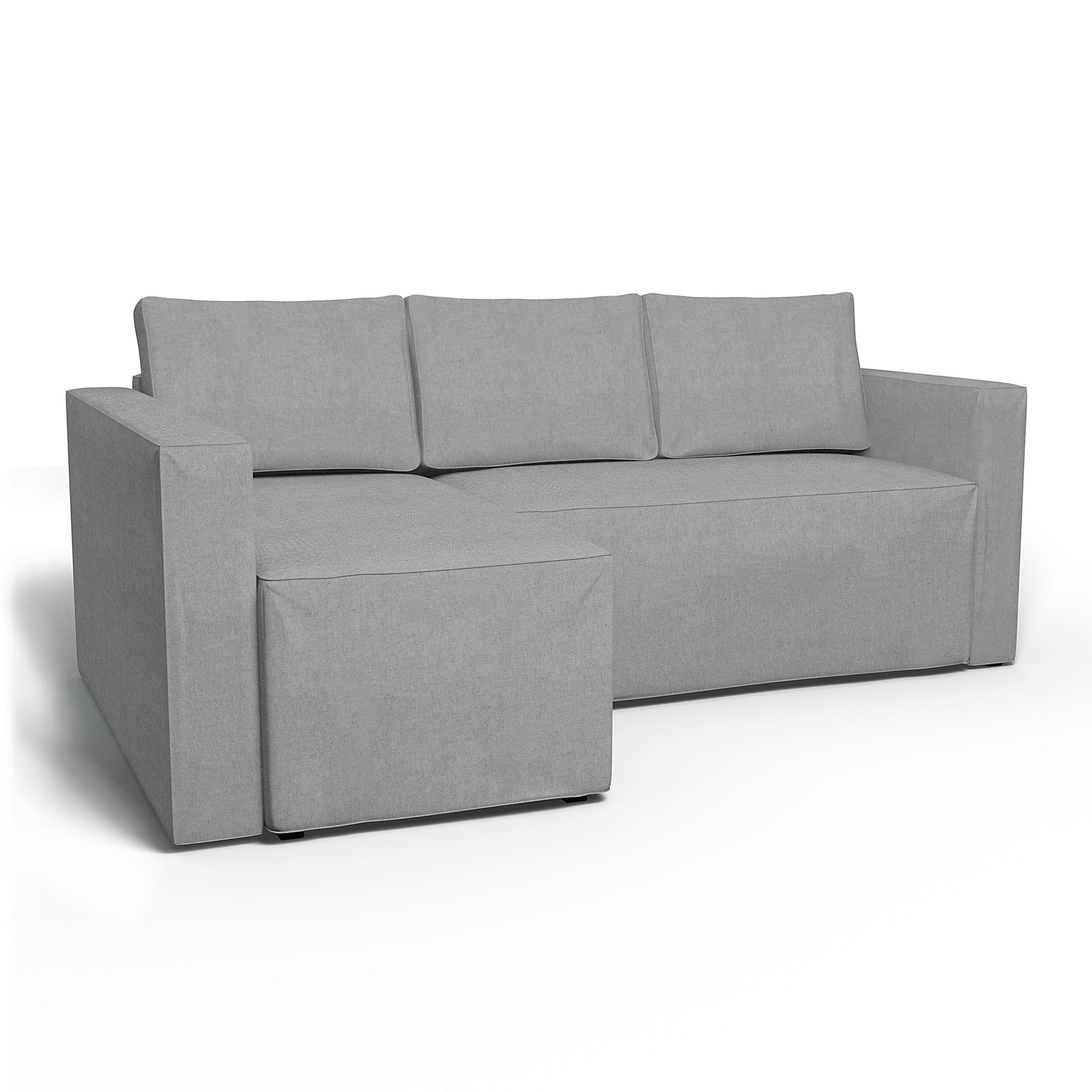 IKEA - Manstad Sofa Bed with Left Chaise Cover, Graphite, Linen - Bemz