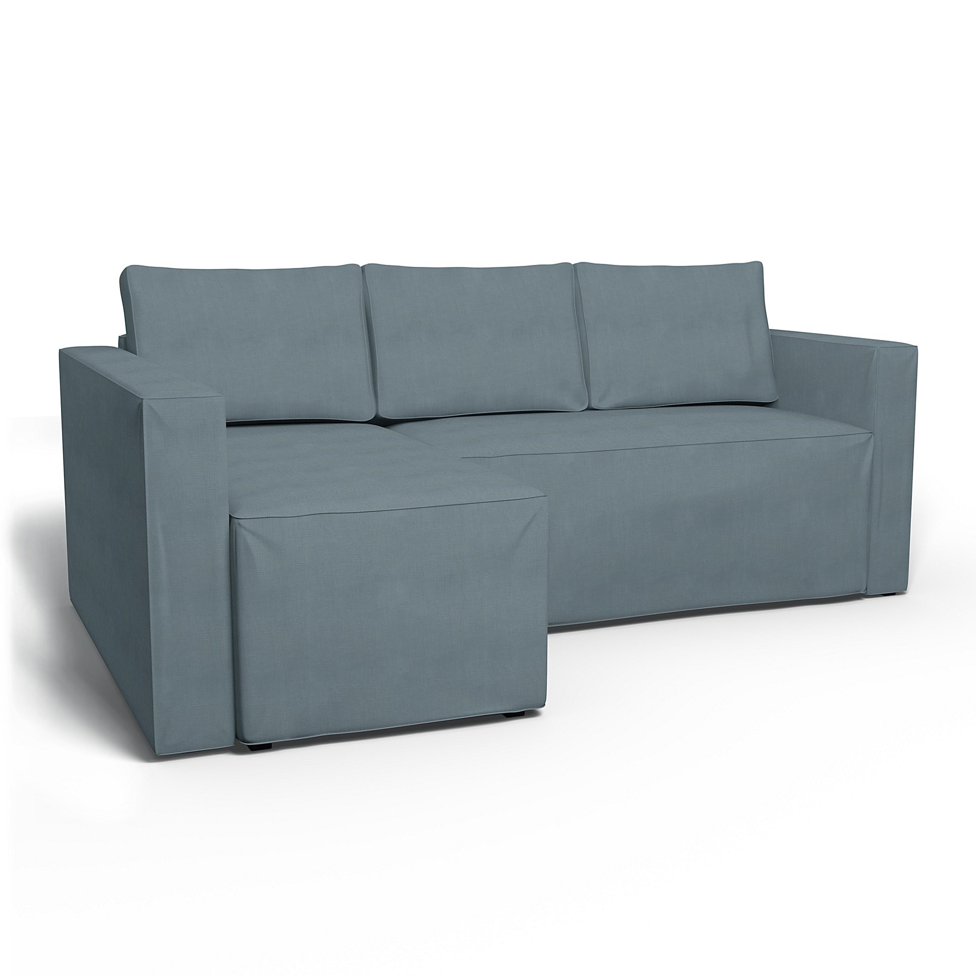 IKEA - Manstad Sofa Bed with Left Chaise Cover, Dusk, Linen - Bemz