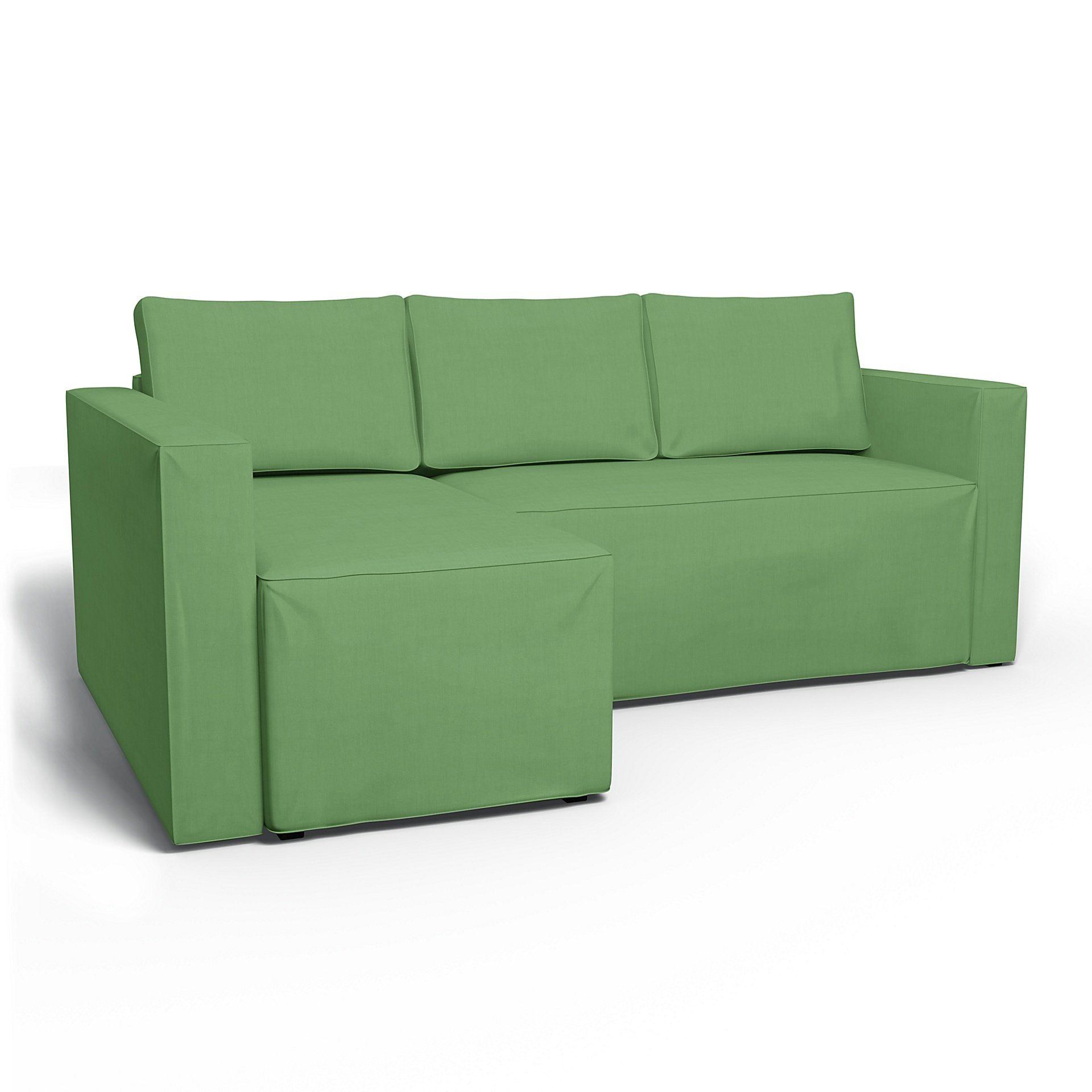 IKEA - Manstad Sofa Bed with Left Chaise Cover, Apple Green, Linen - Bemz