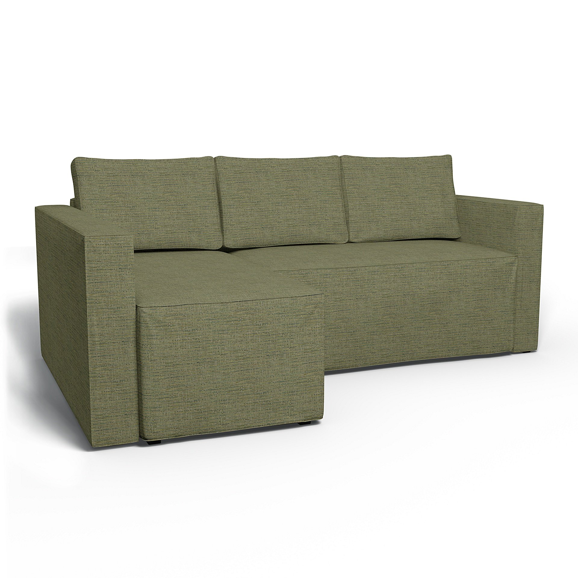 IKEA - Manstad Sofa Bed with Left Chaise Cover, Meadow Green, Boucle & Texture - Bemz