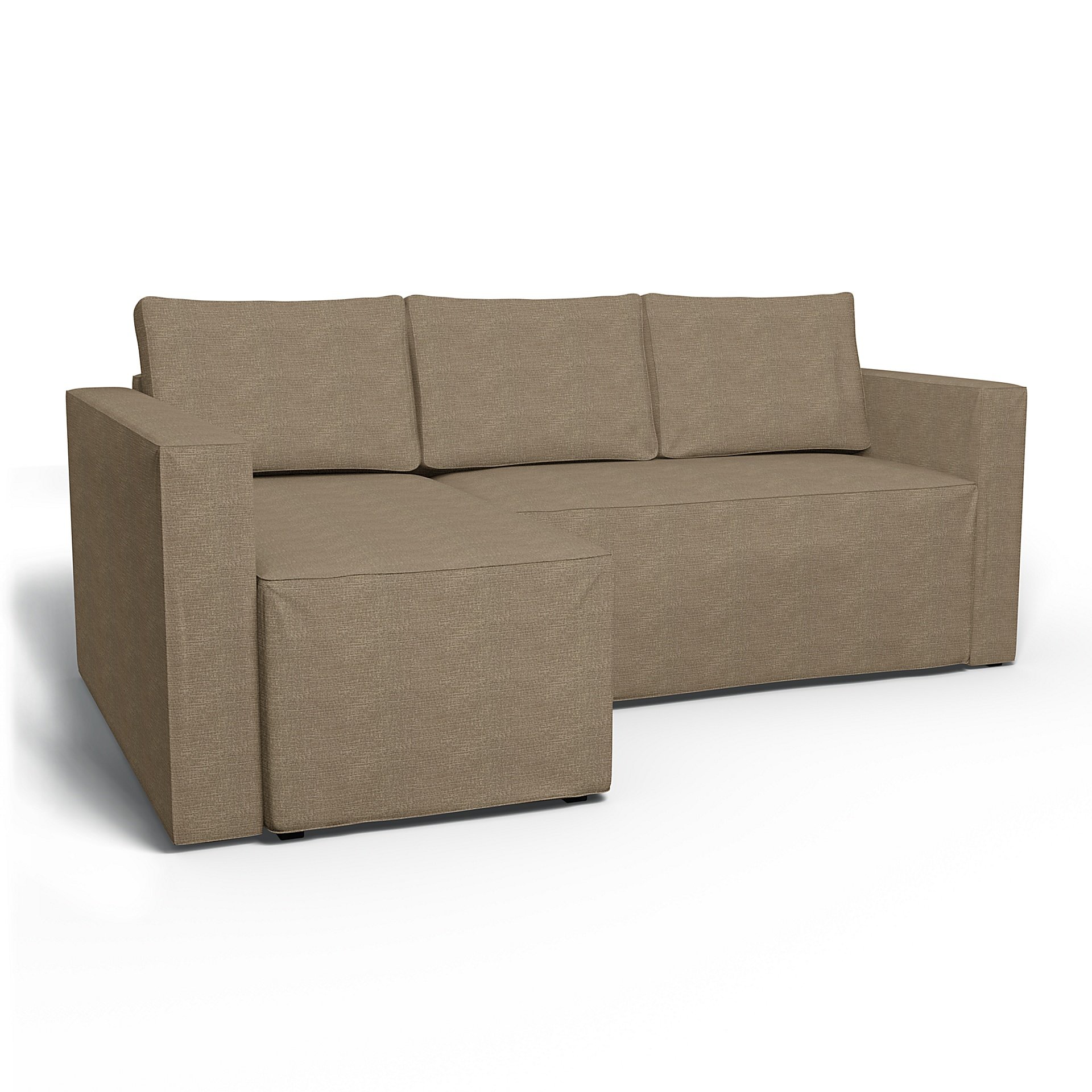 IKEA - Manstad Sofa Bed with Left Chaise Cover, Camel, Boucle & Texture - Bemz