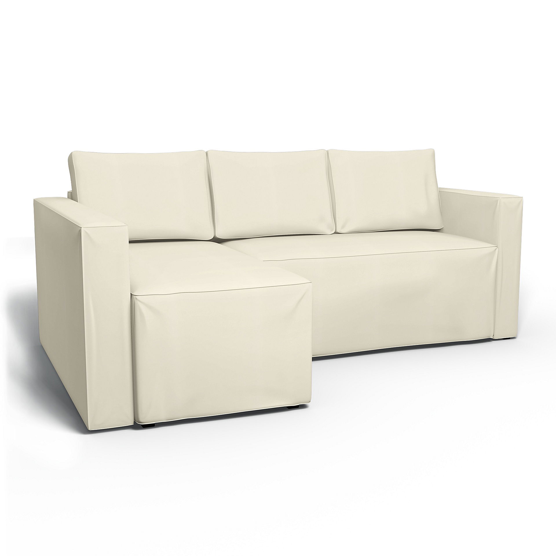 IKEA - Överdrag till Månstad bäddsoffa med vänster schäslong, Tofu, Bomull - Bemz