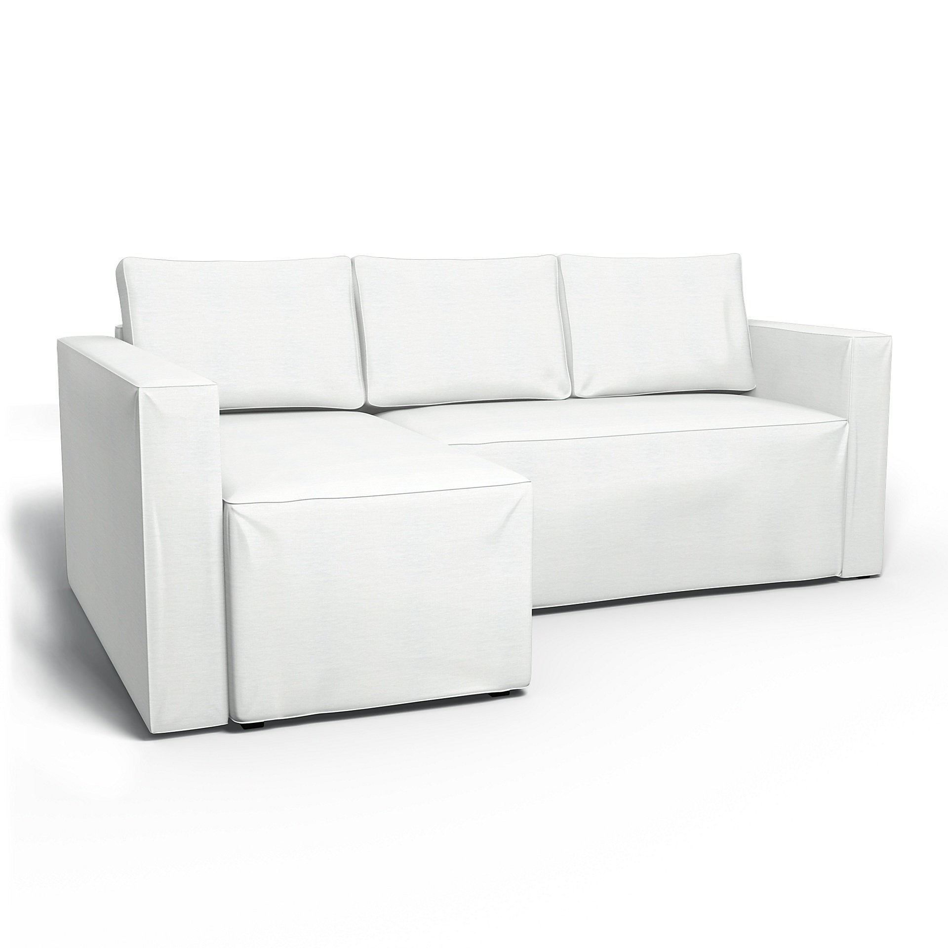 IKEA - Manstad Sofa Bed with Left Chaise Cover, White, Linen - Bemz