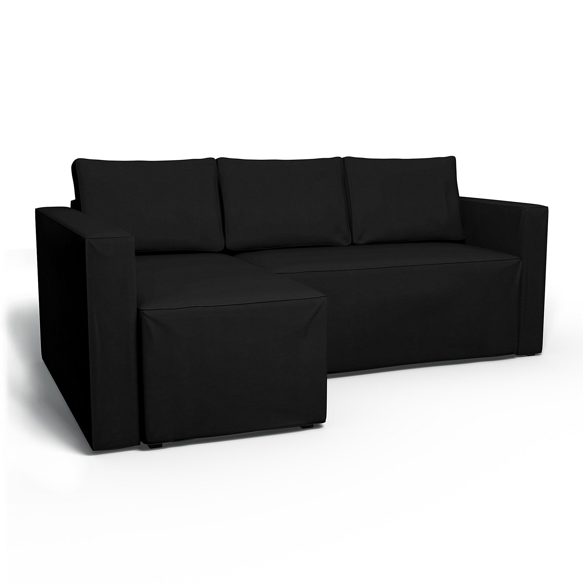 IKEA - Månstad Sofa Bed with Left Chaise Cover, Black, Velvet - Bemz