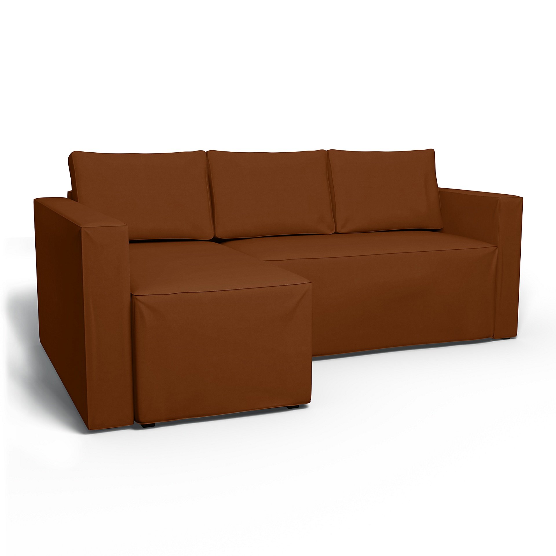 IKEA - Manstad Sofa Bed with Left Chaise Cover, Cinnamon, Velvet - Bemz