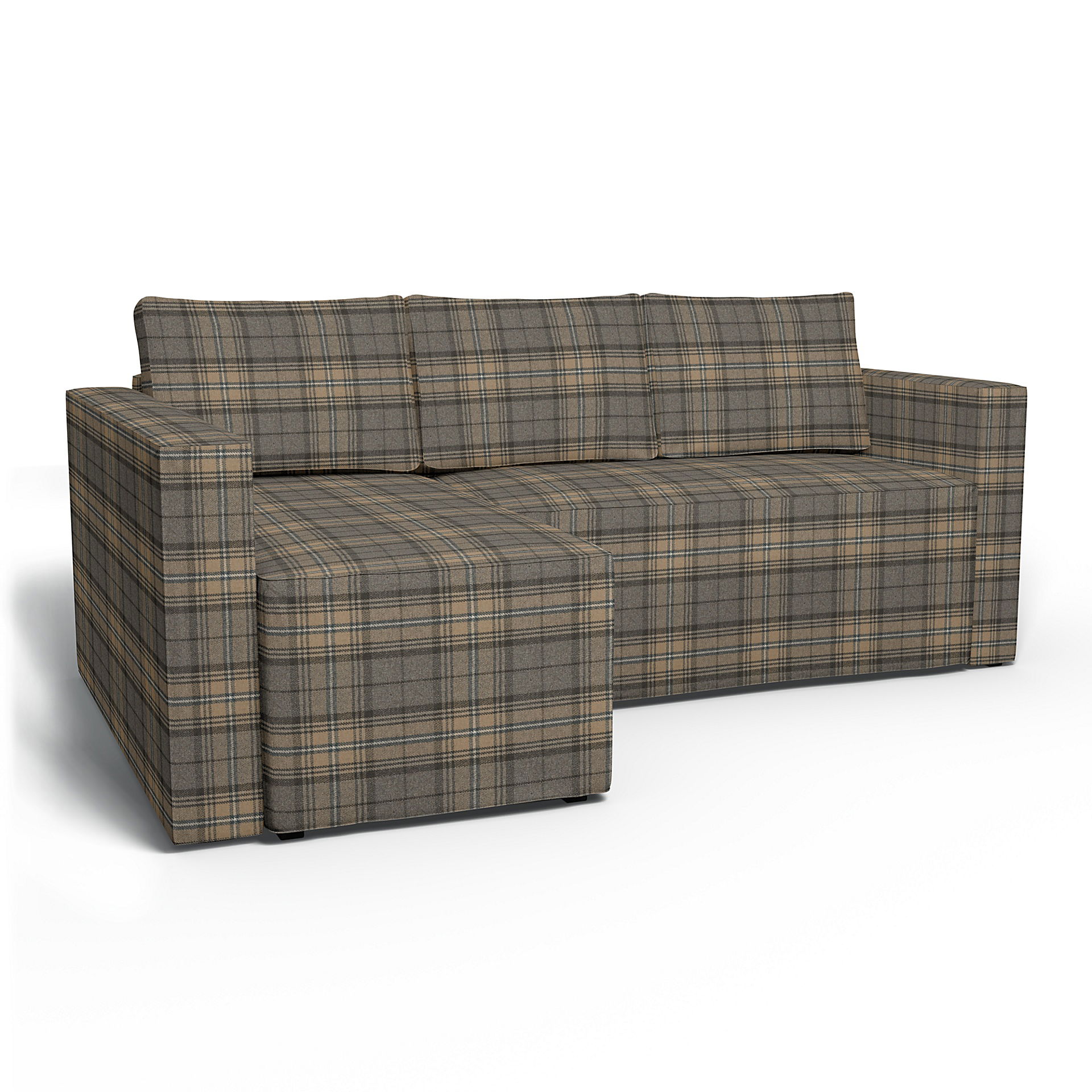 IKEA - Månstad Sofa Bed with Left Chaise Cover, Bark Brown, Wool - Bemz