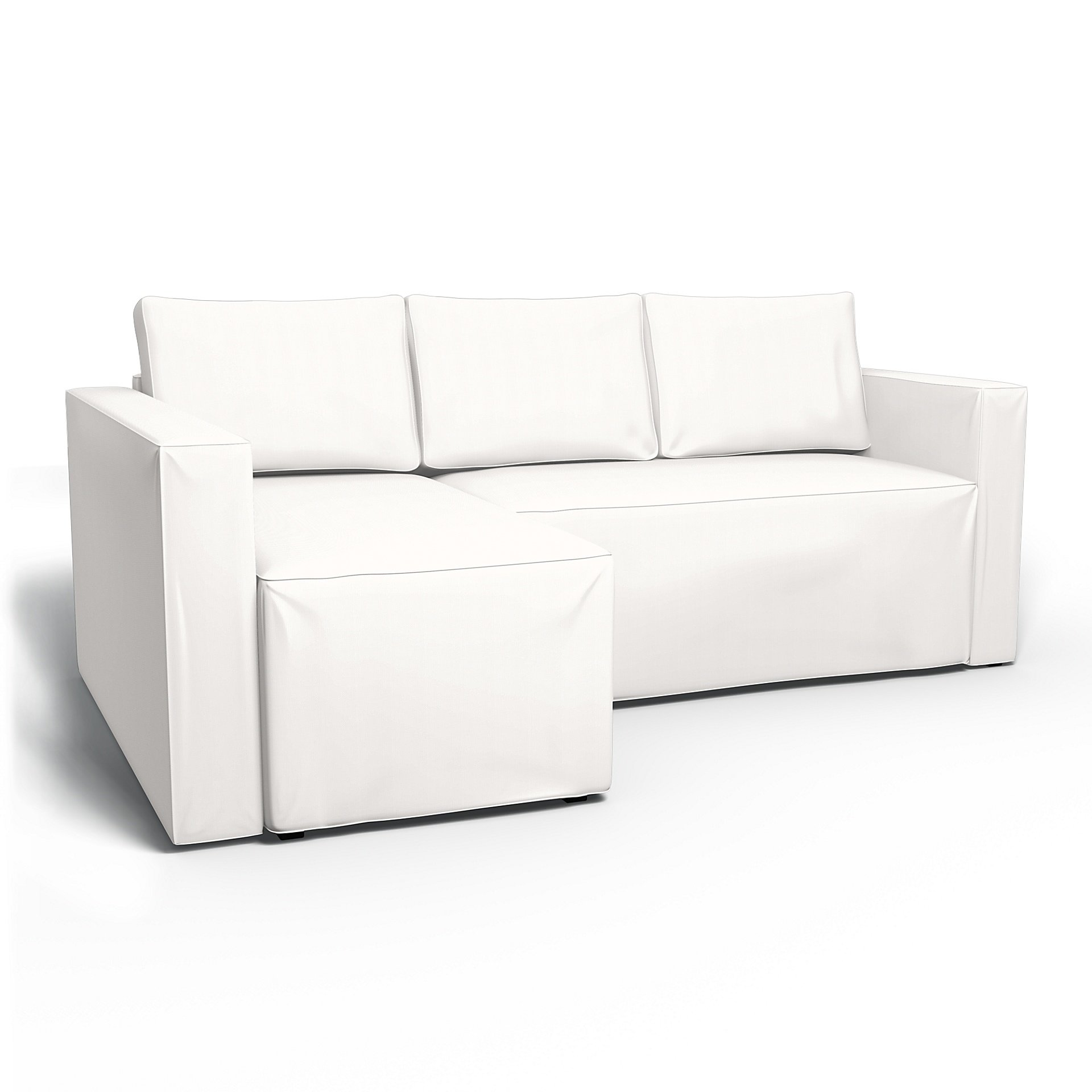 IKEA - Manstad Sofa Bed with Left Chaise Cover, Soft White, Linen - Bemz