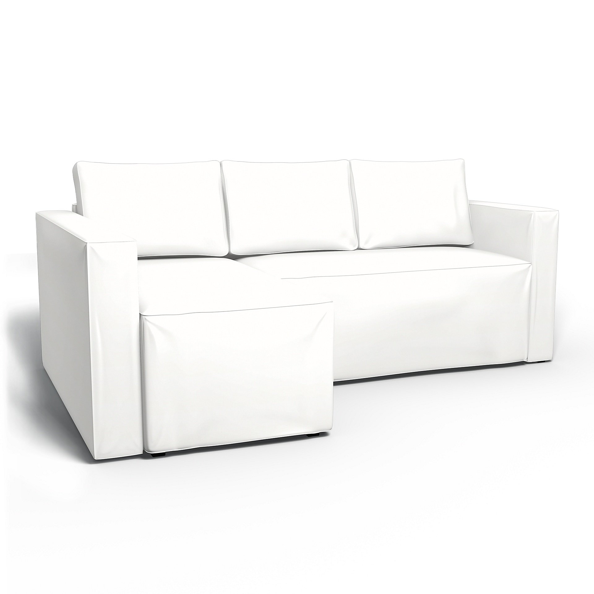 IKEA - Manstad Sofa Bed with Left Chaise Cover, Absolute White, Linen - Bemz