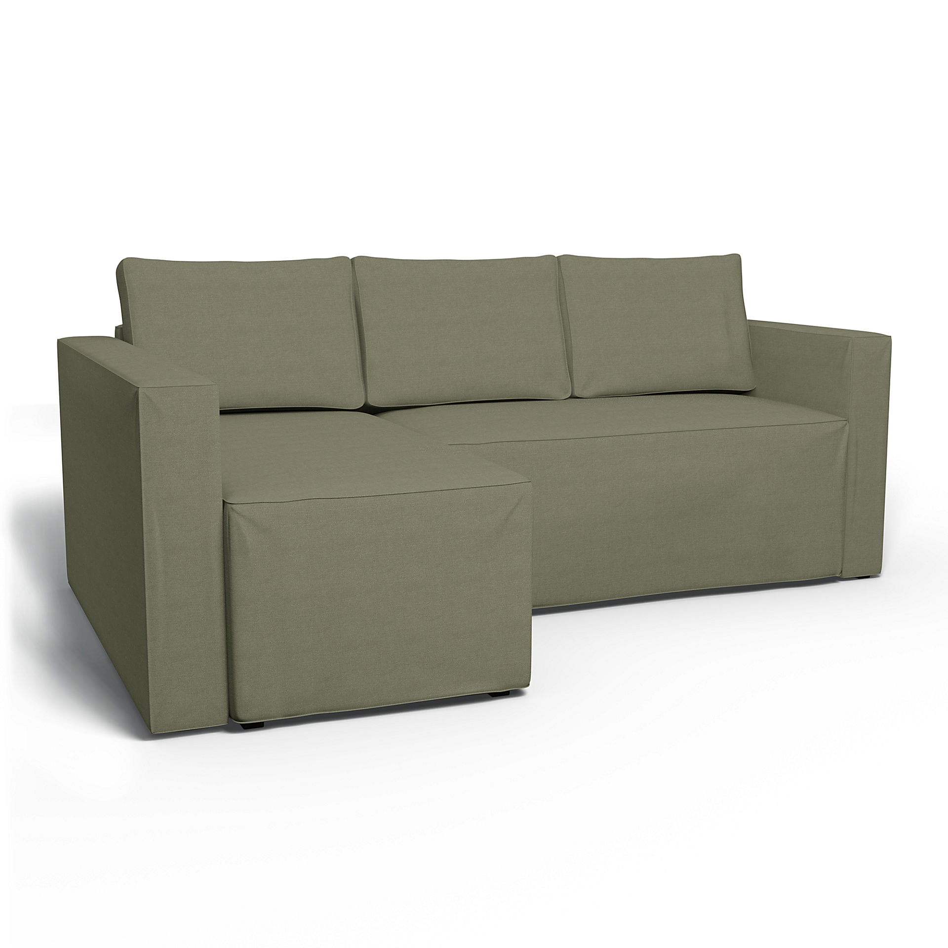 IKEA - Månstad Sofa Bed with Left Chaise Cover, Sage, Linen - Bemz
