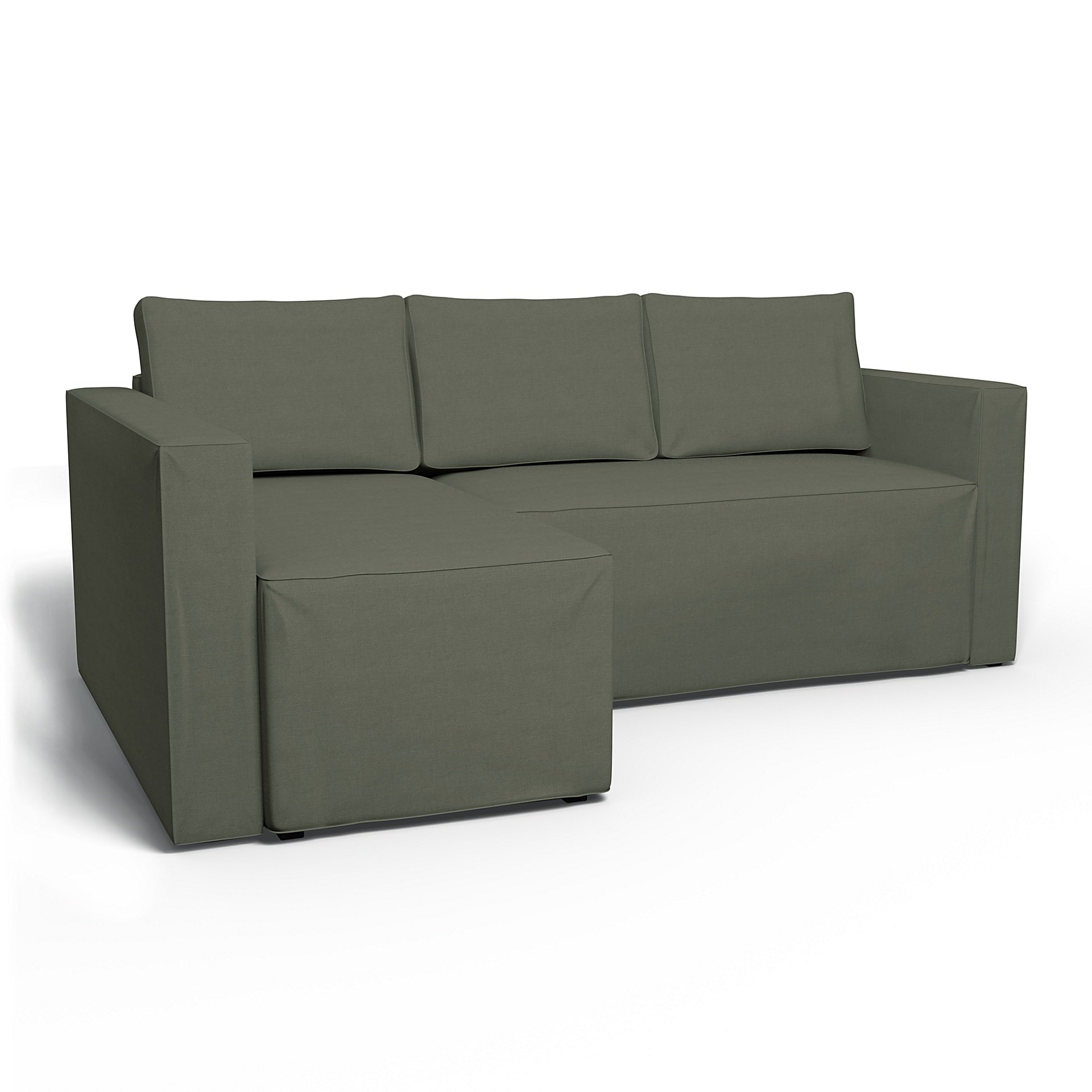 IKEA - Manstad Sofa Bed with Left Chaise Cover, Rosemary, Linen - Bemz