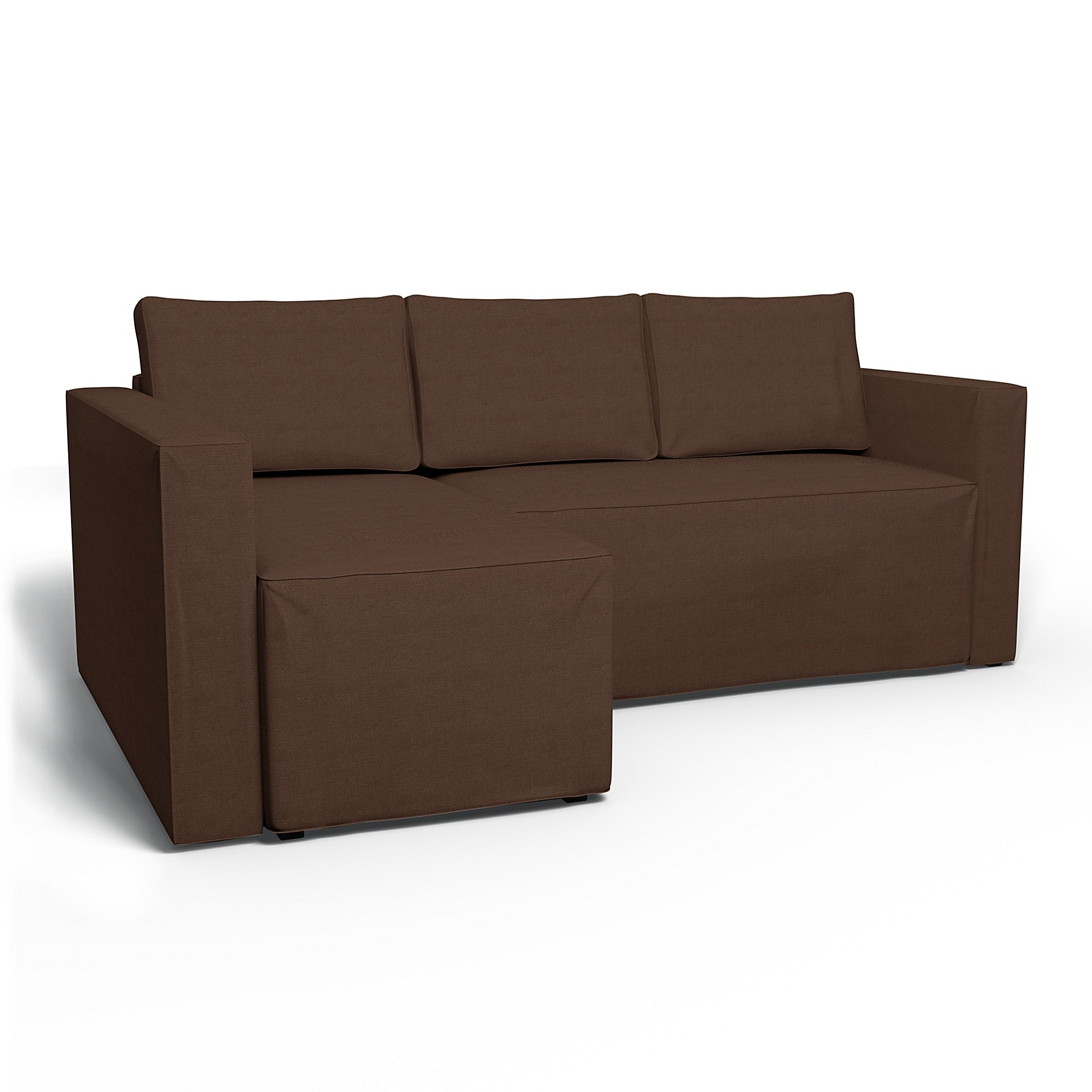 IKEA - Manstad Sofa Bed with Left Chaise Cover, Chocolate, Linen - Bemz
