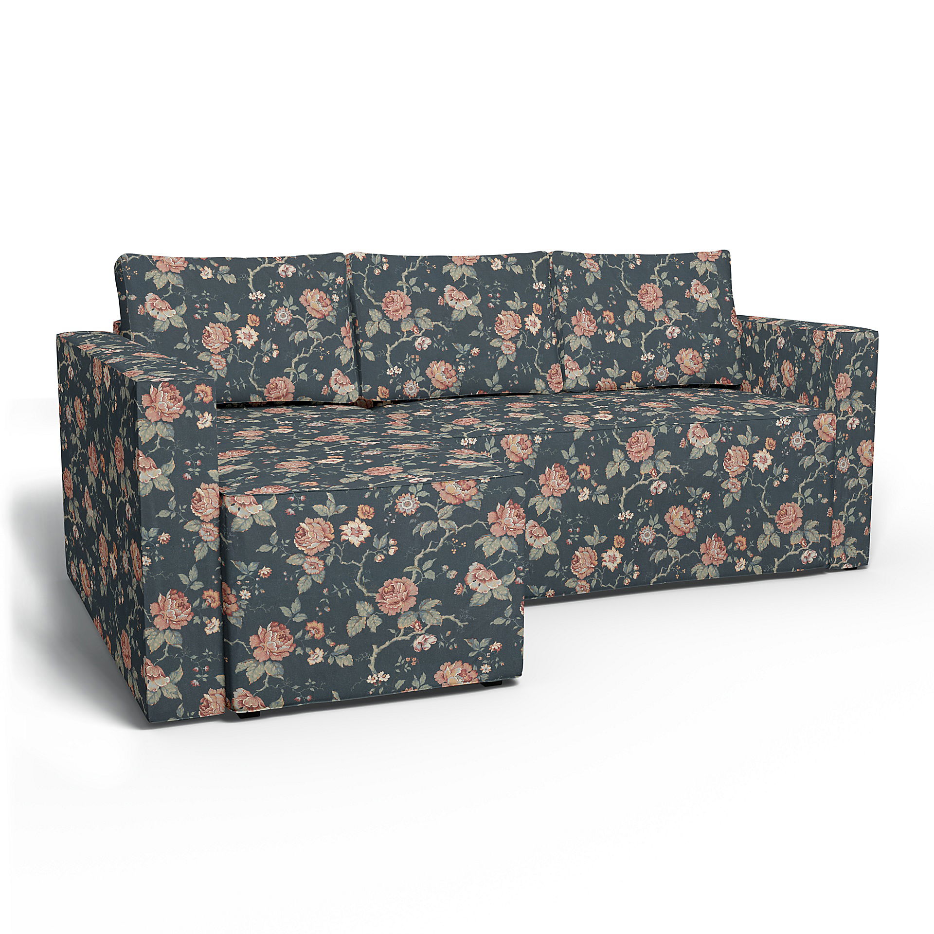 IKEA - Månstad Sofa Bed with Left Chaise Cover, Rosenträd Dark, BEMZ x BORÅSTAPETER COLLECTION - Bemz