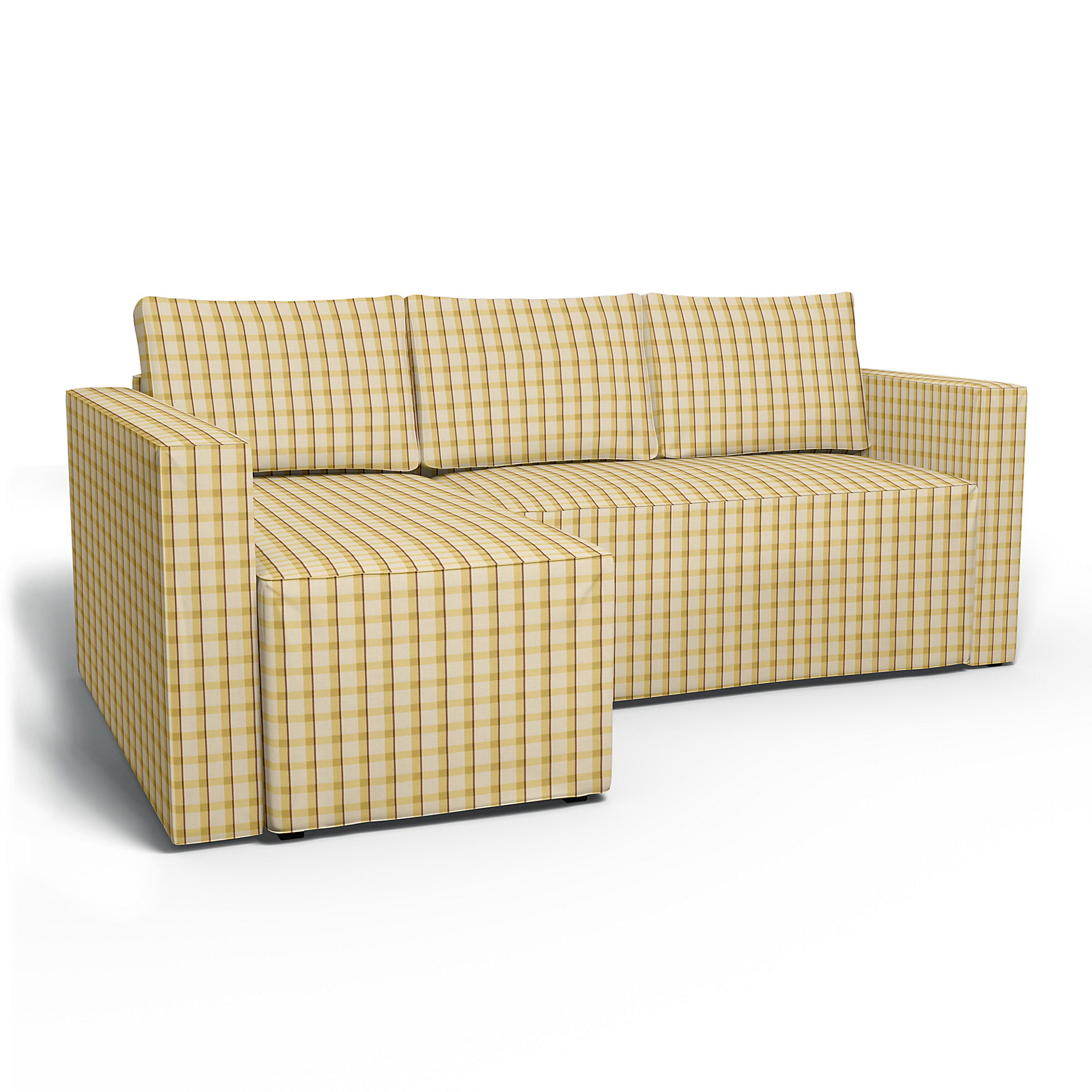 IKEA - Månstad Sofa Bed with Left Chaise Cover, Picnic Check Sun Yellow, Linen - Bemz