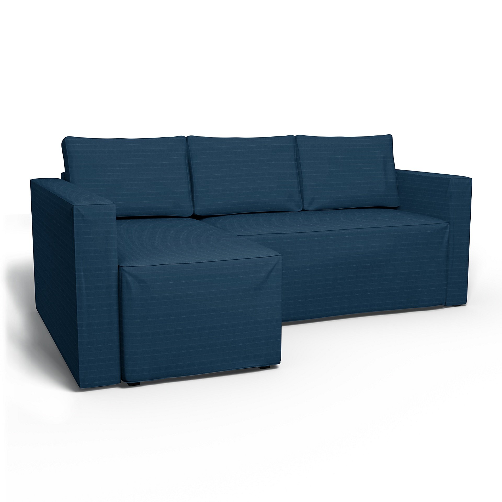 IKEA - Manstad Sofa Bed with Left Chaise Cover, Denim Blue, Velvet - Bemz